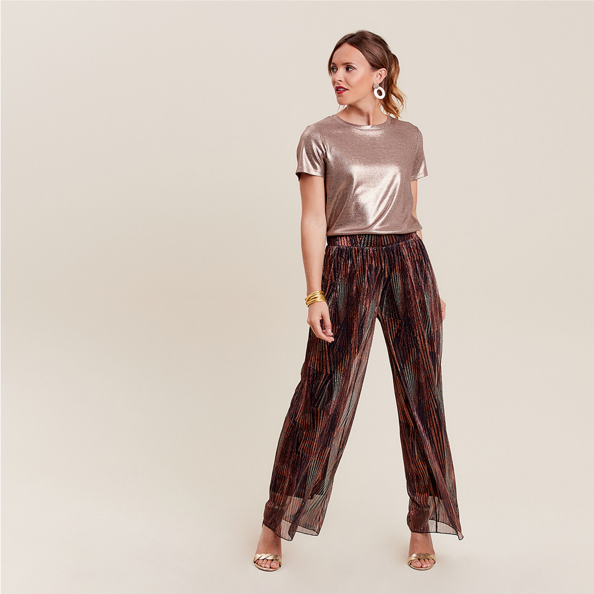 T-shirt manches courtes couleur cuivre femme