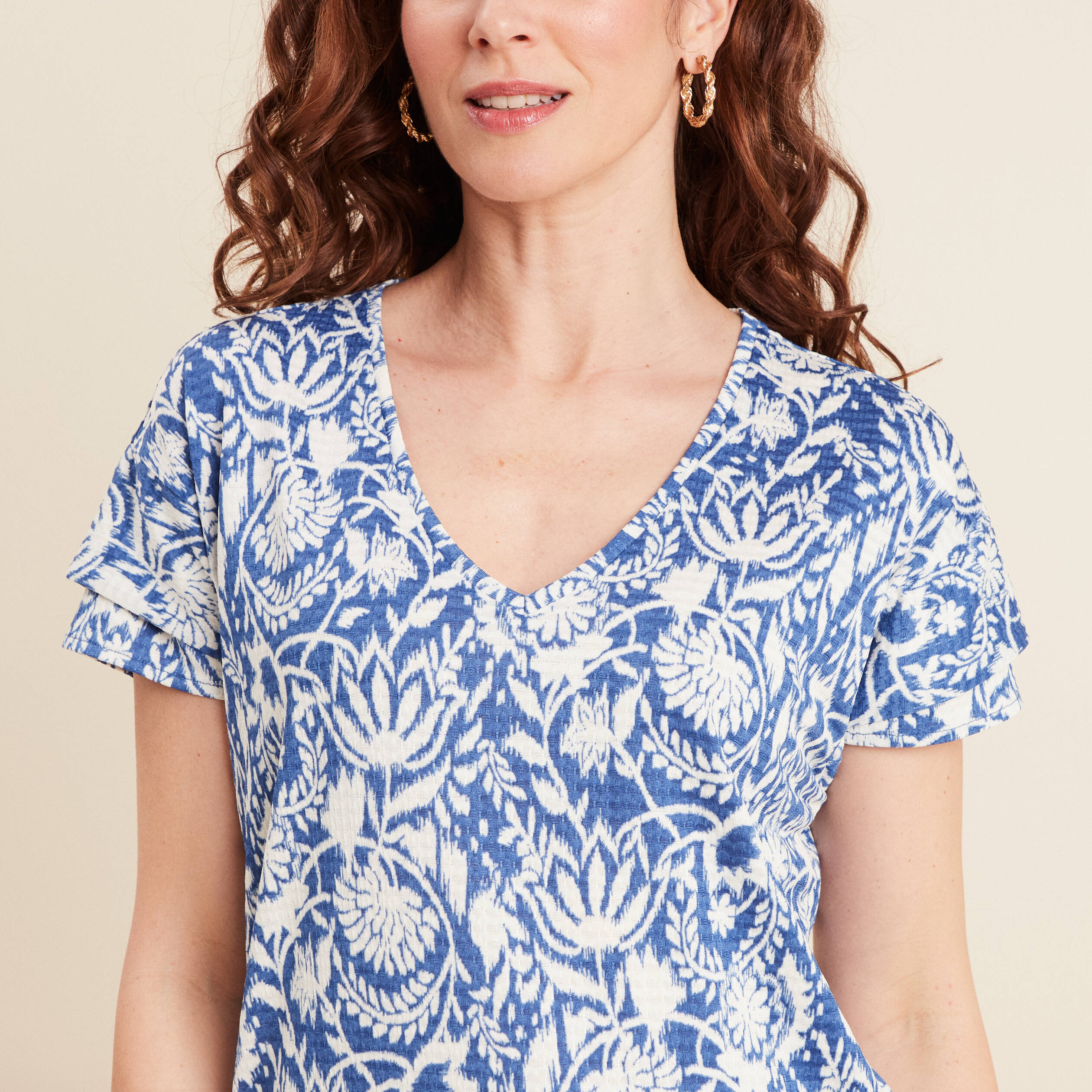 T-shirt manches courtes bleu femme