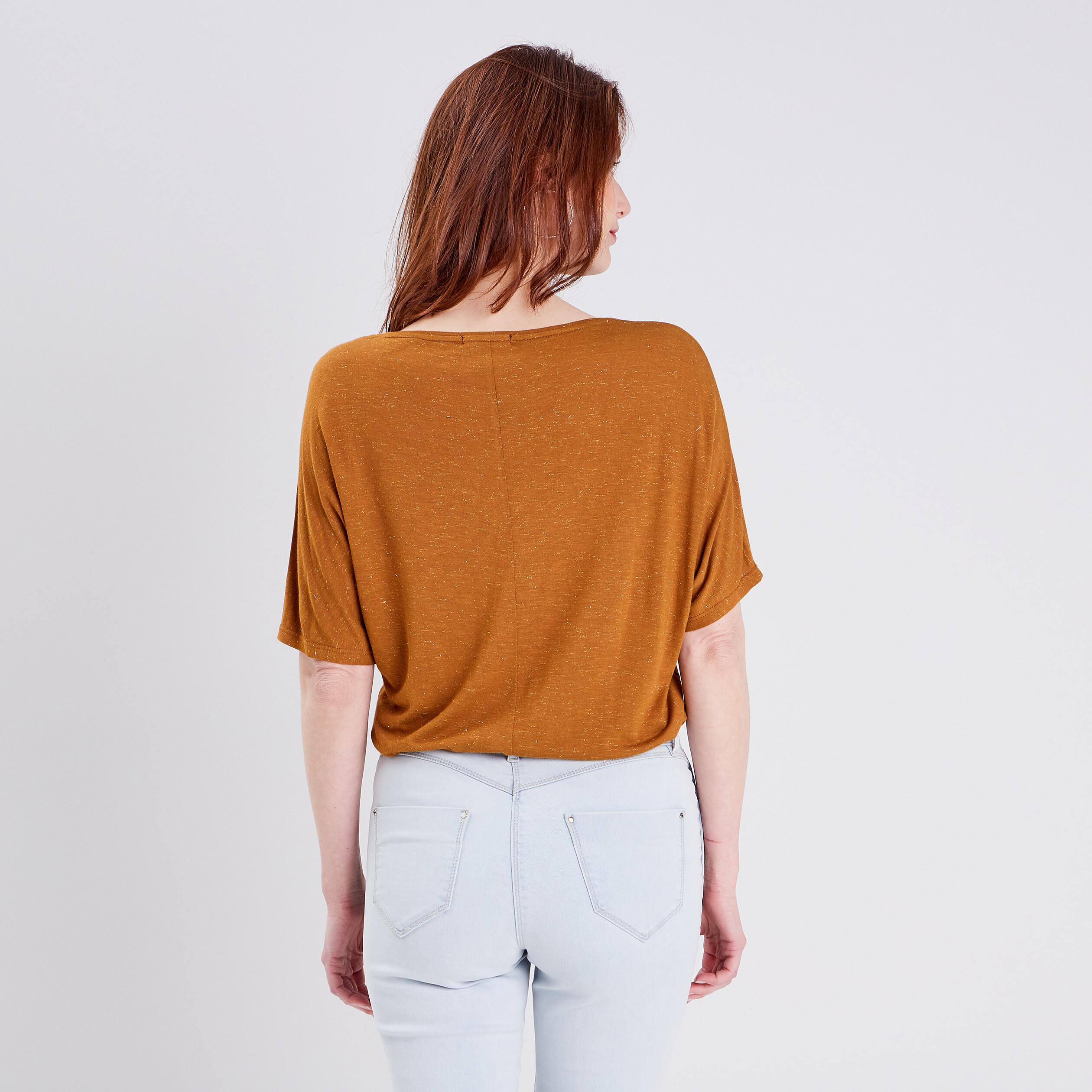 T-shirt manches courtes marron femme