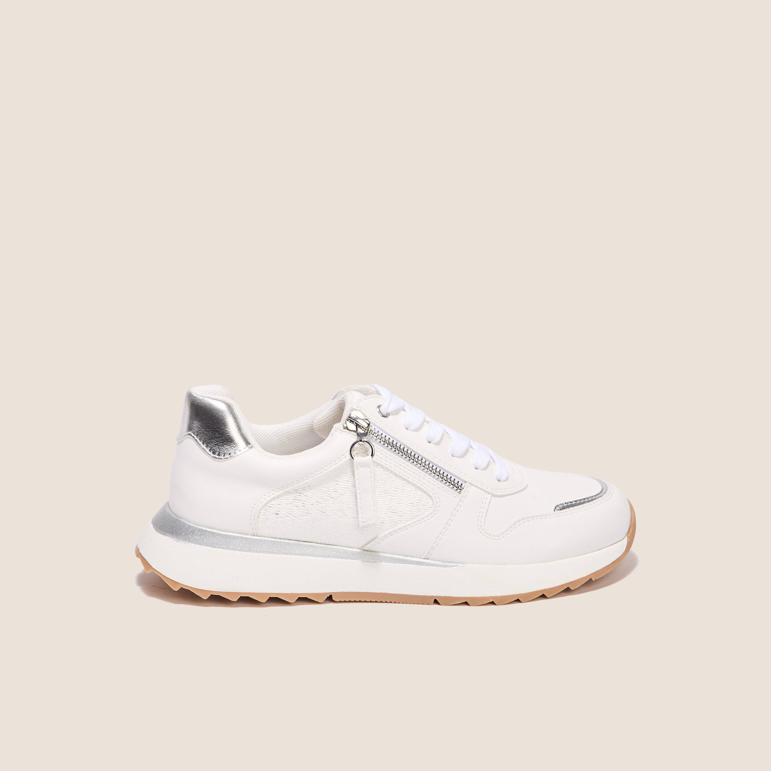 Baskets détails zippés blanc femme