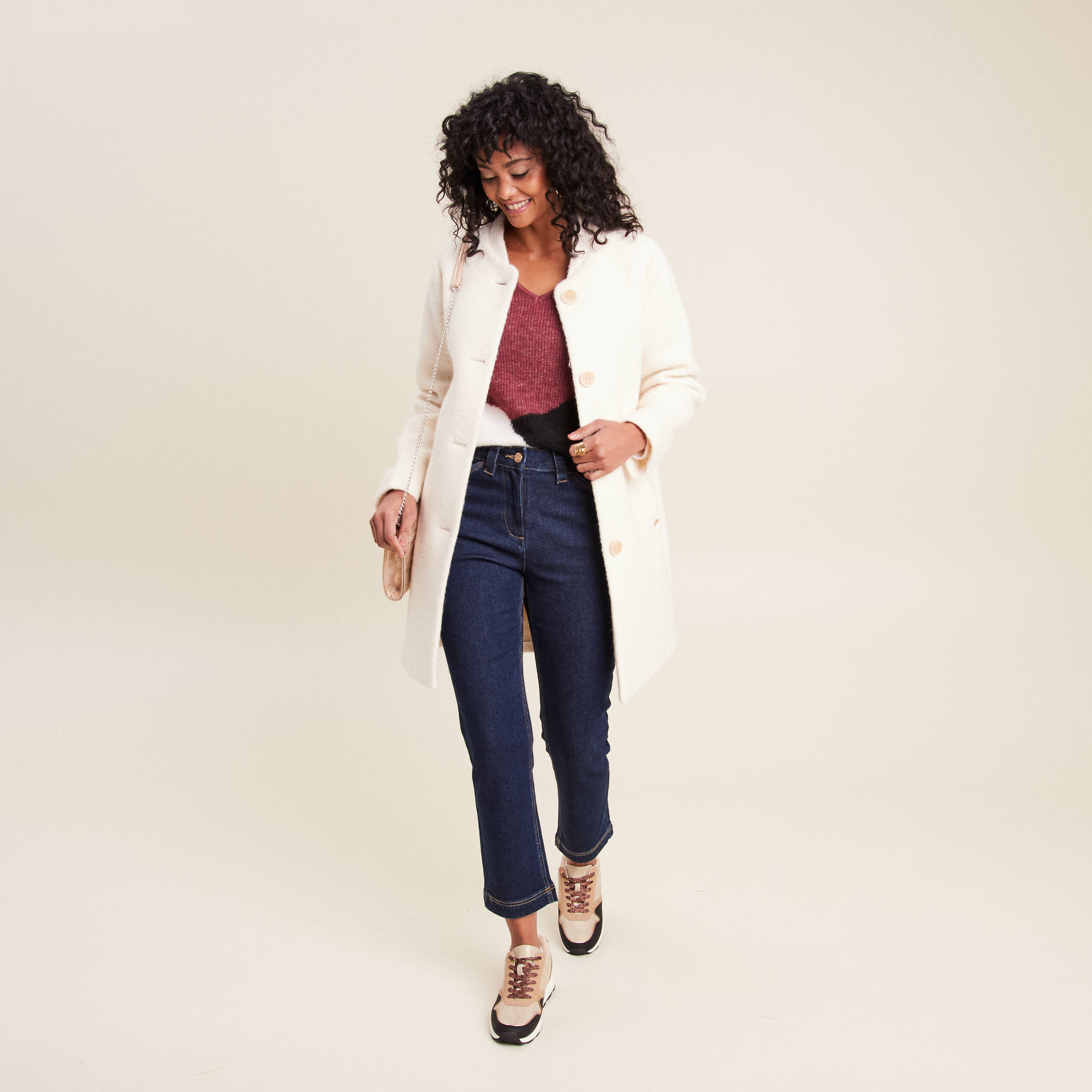 Jean droit taille haute 7 8eme denim brut femme Breal