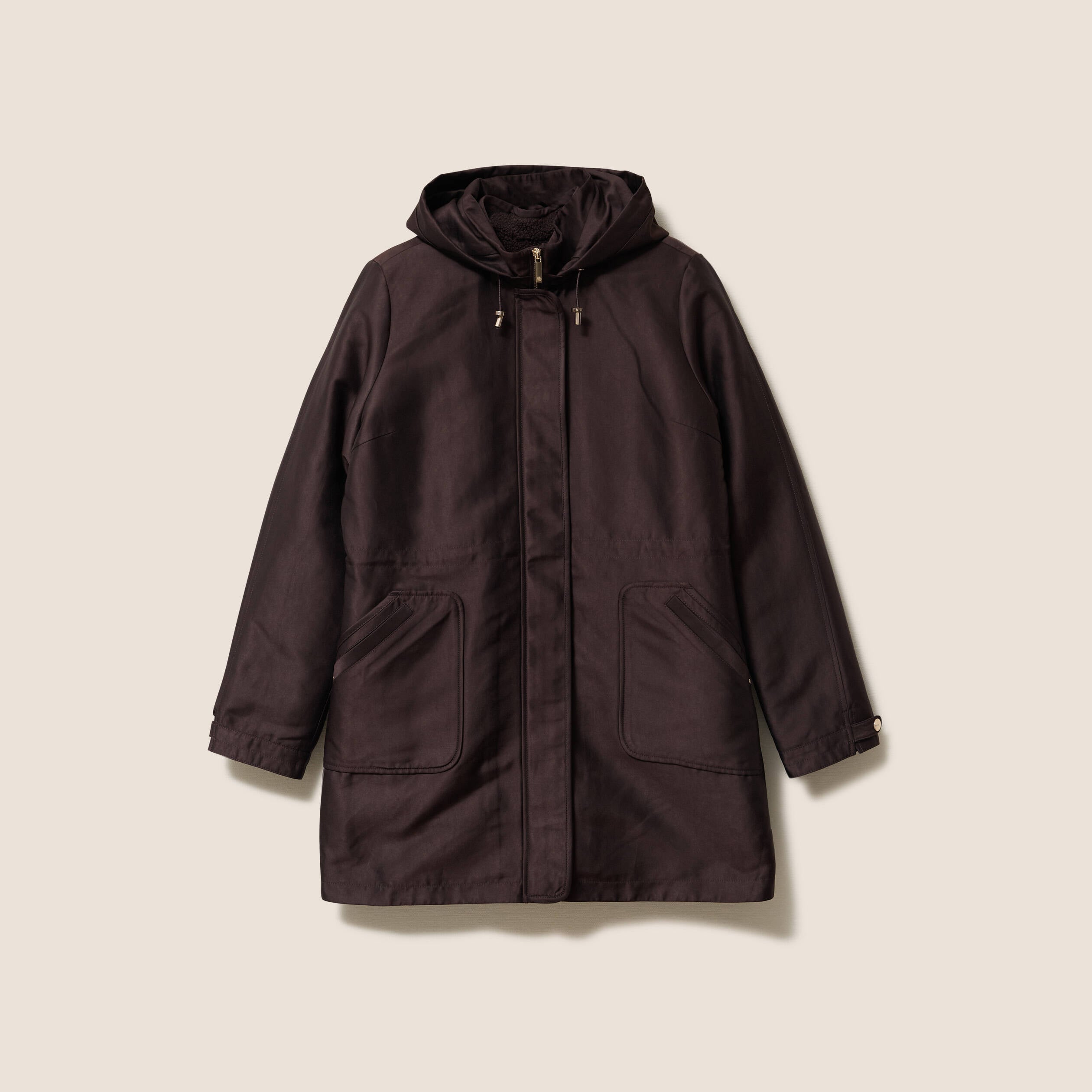 Parka cintr&eacute;e 4 en 1 avec capuche marron fonc&eacute; femme
