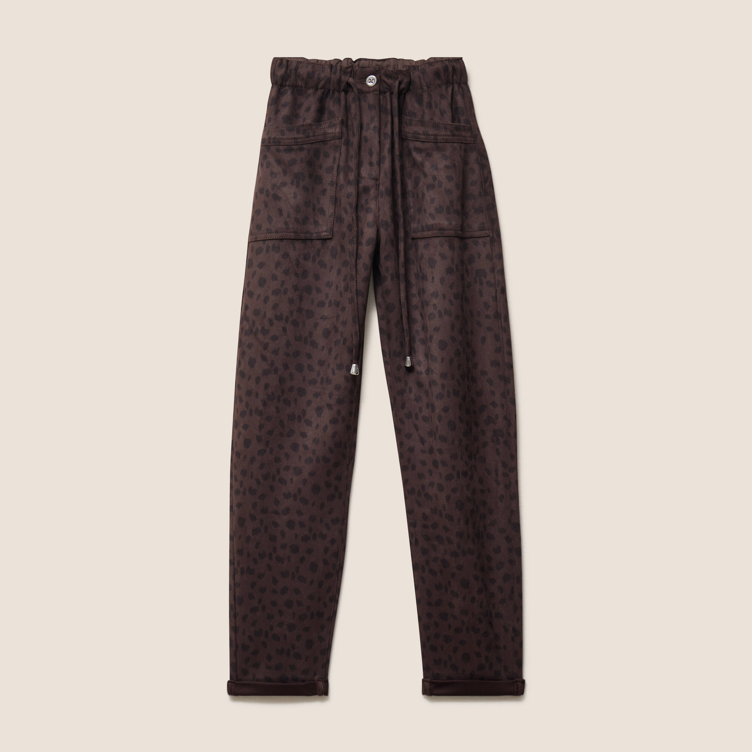 Pantalon coupe mom 7/8&egrave;me marron fonc&eacute; femme