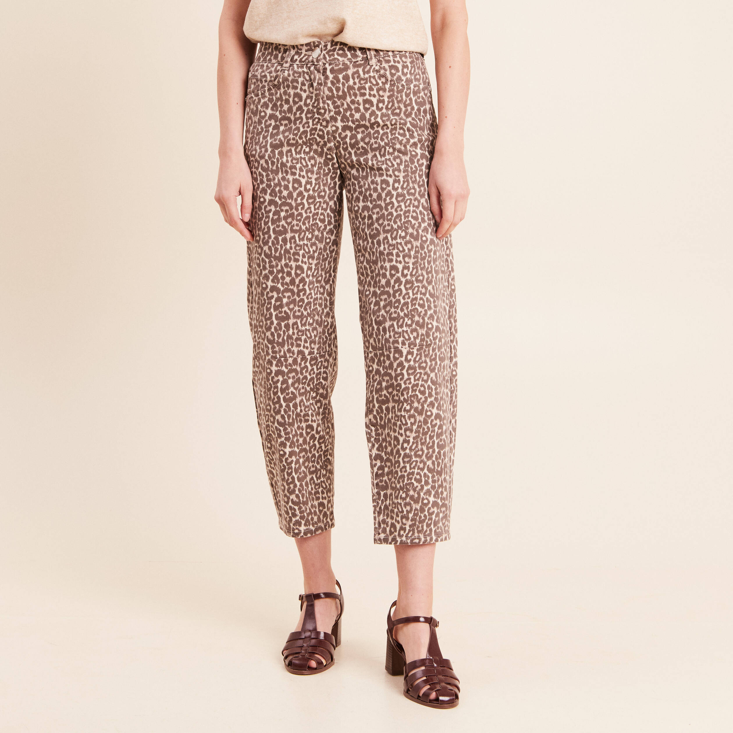 Pantalon magique Le L&eacute;ger coupe barrel beige femme