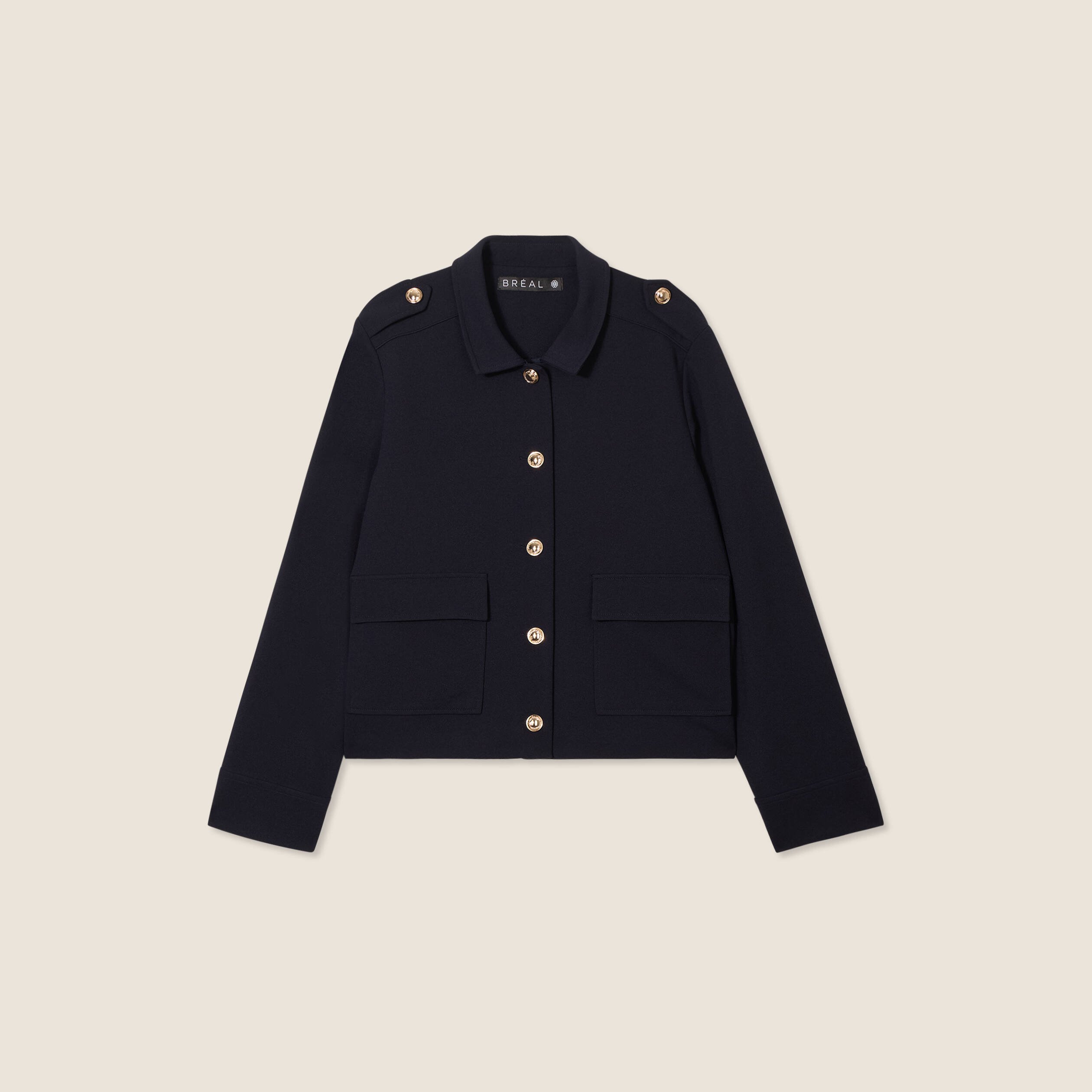Veste boutonnée bleu foncé femme