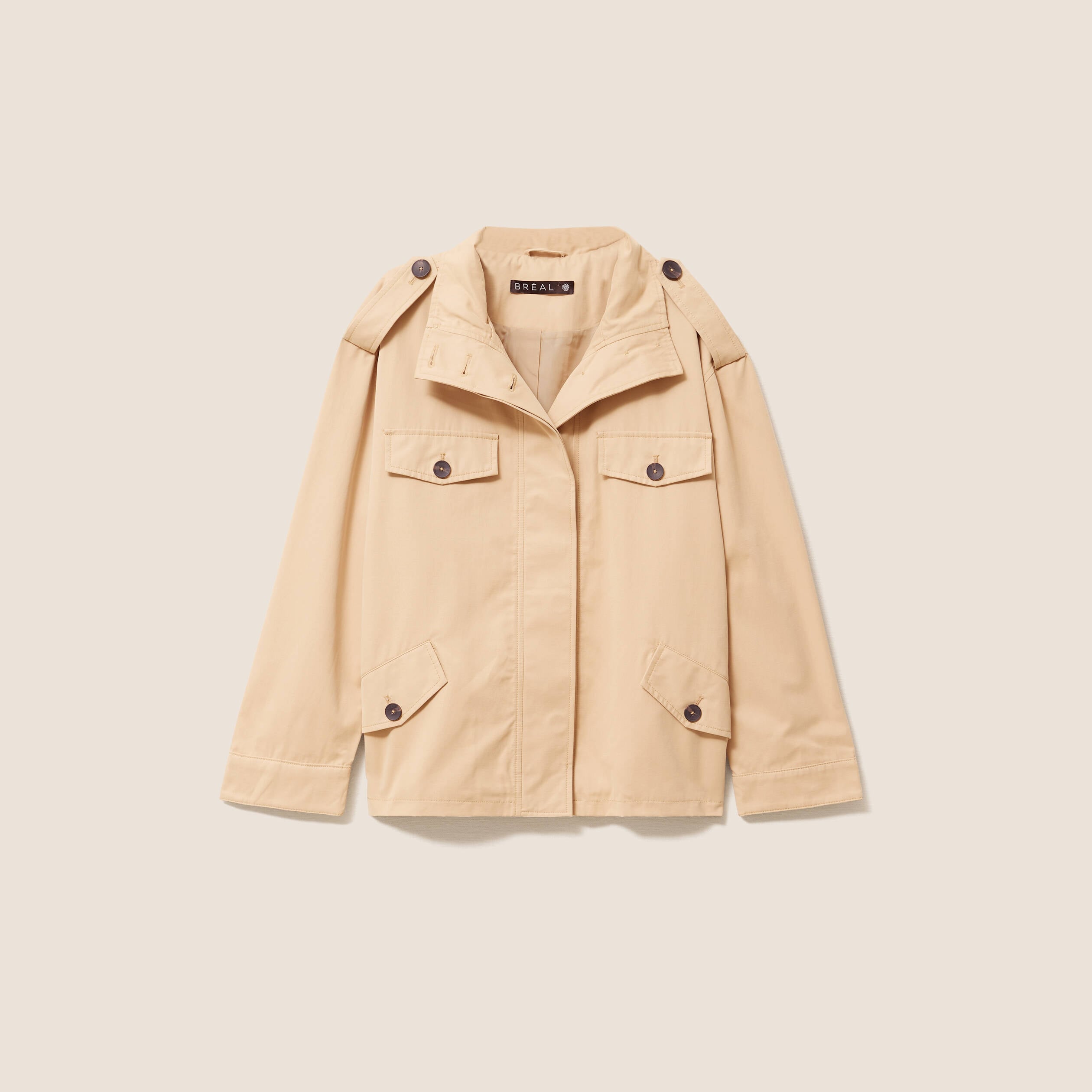 Trench col montant doubl&eacute; beige femme