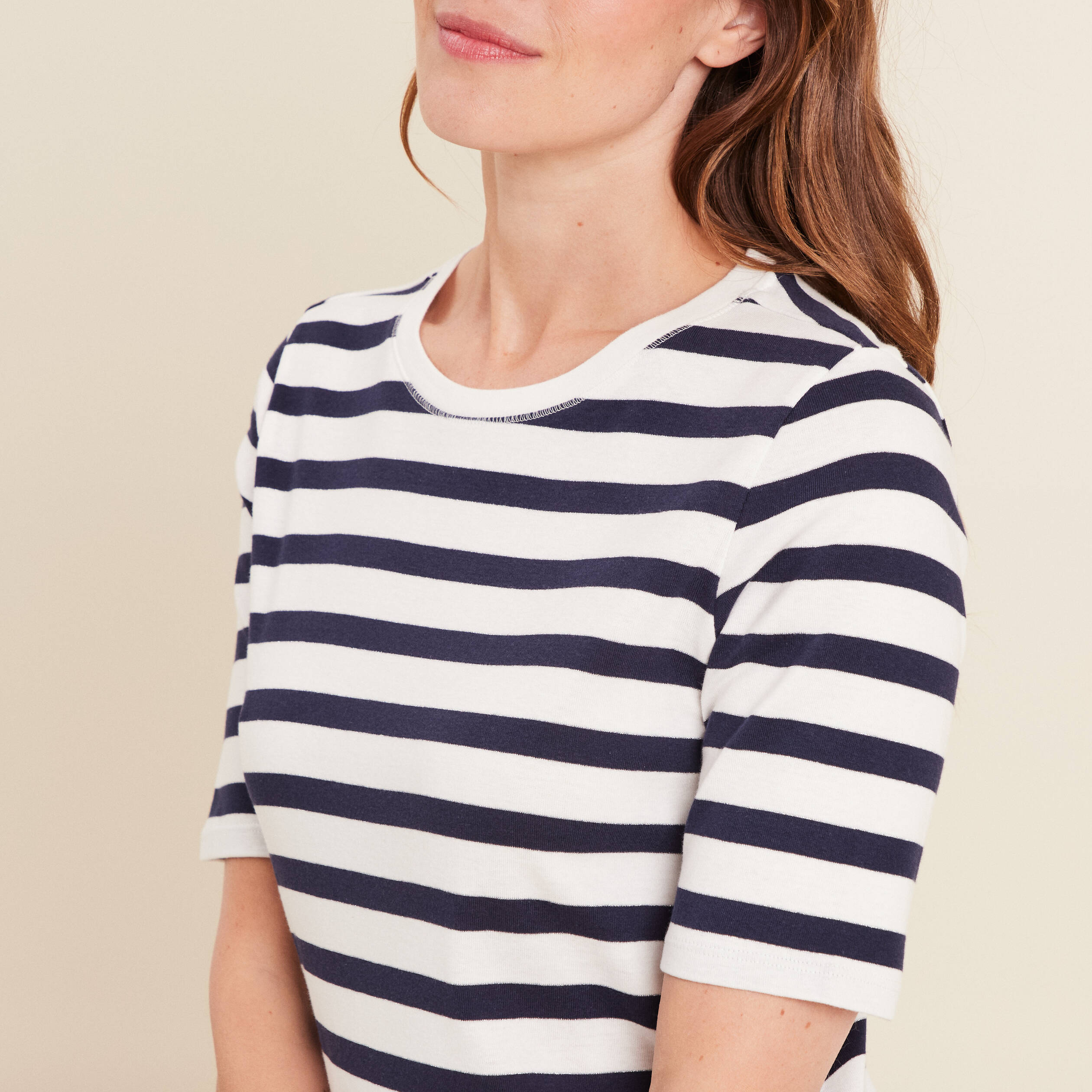t shirt col rond bleu marine femme T-shirt col rond bleu marine femme