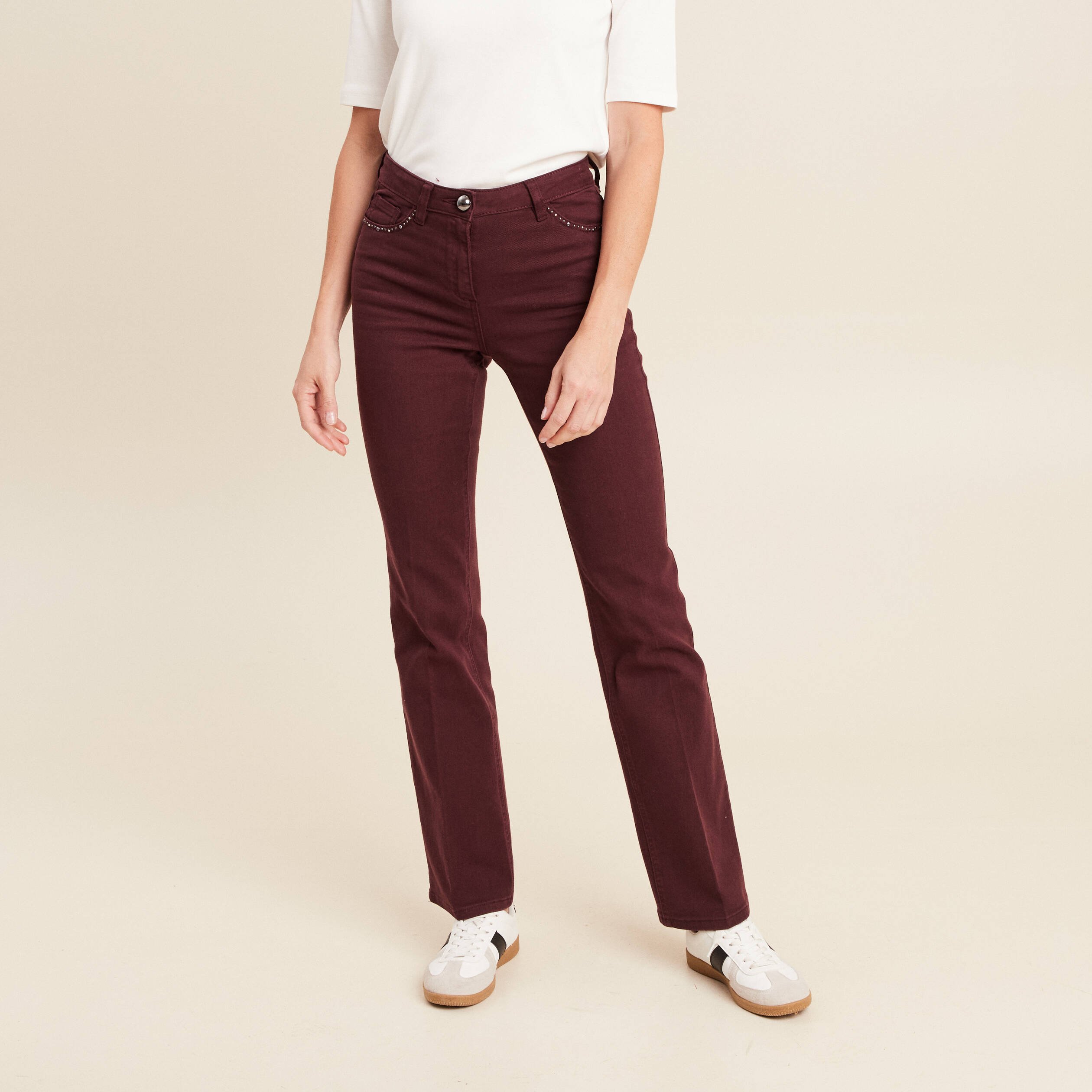 Jean Bootcut Jean Rouge Taille Haute Pantalon Bootcut En Jean