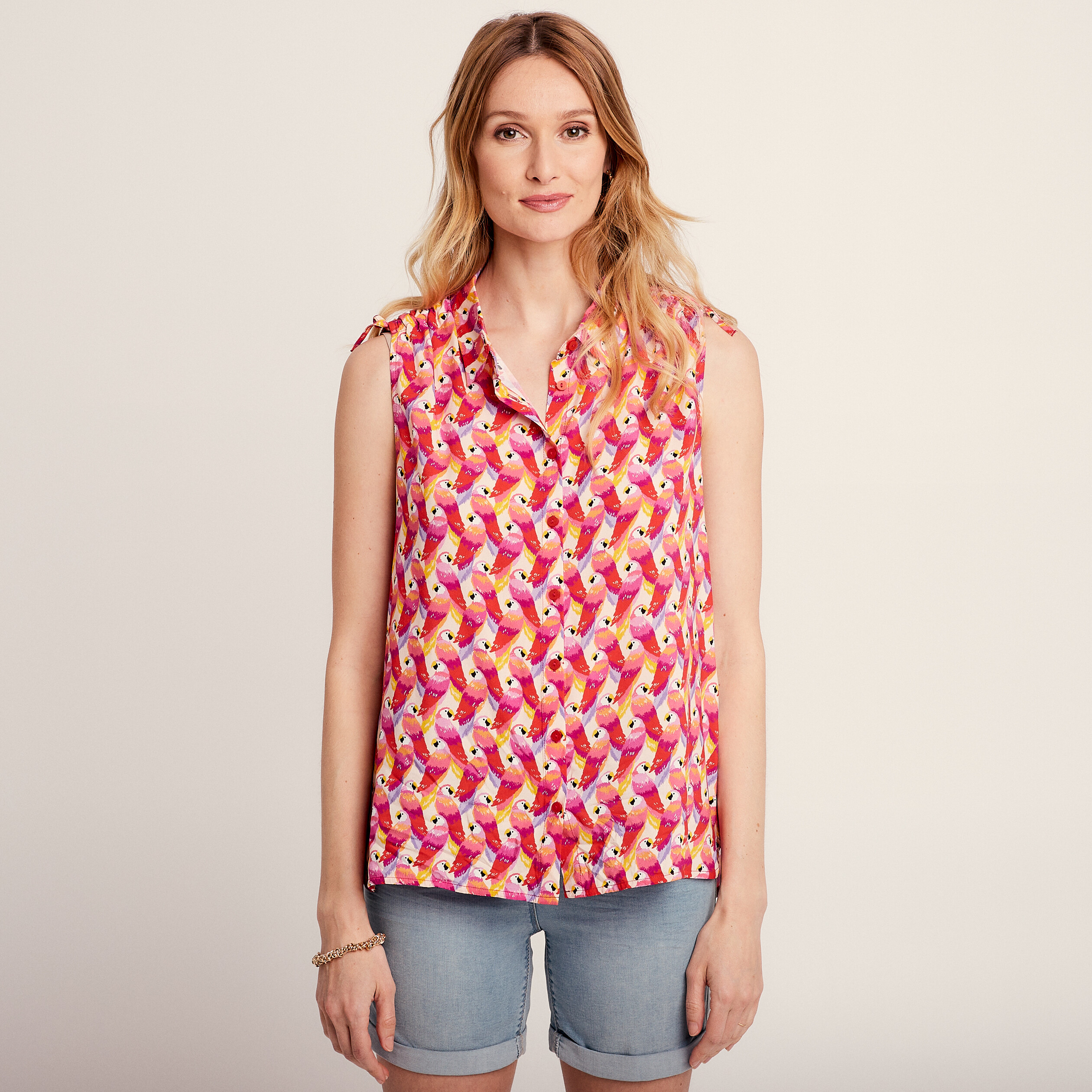 Chemise sans manches rose femme