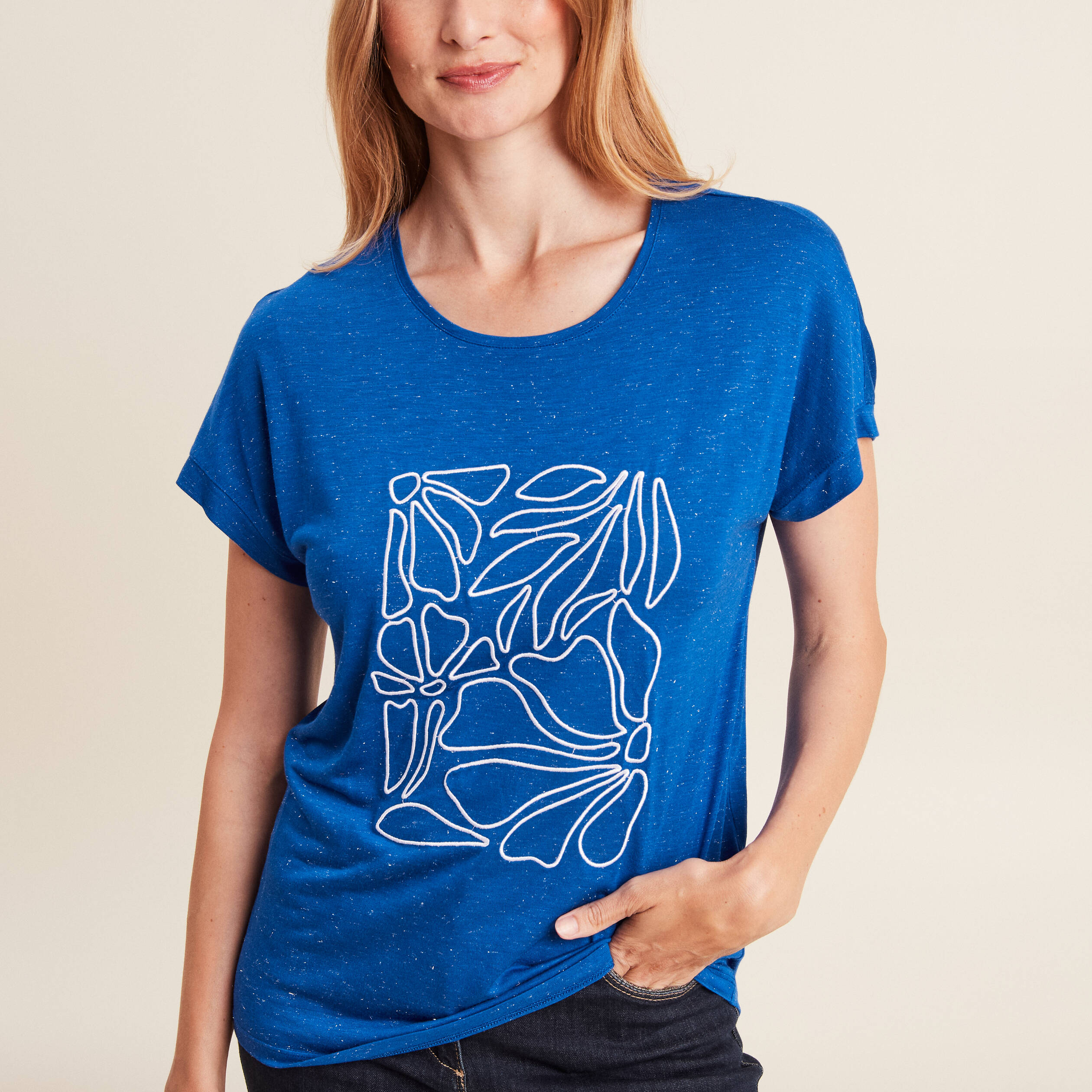 T-shirt manches courtes bleu electrique femme
