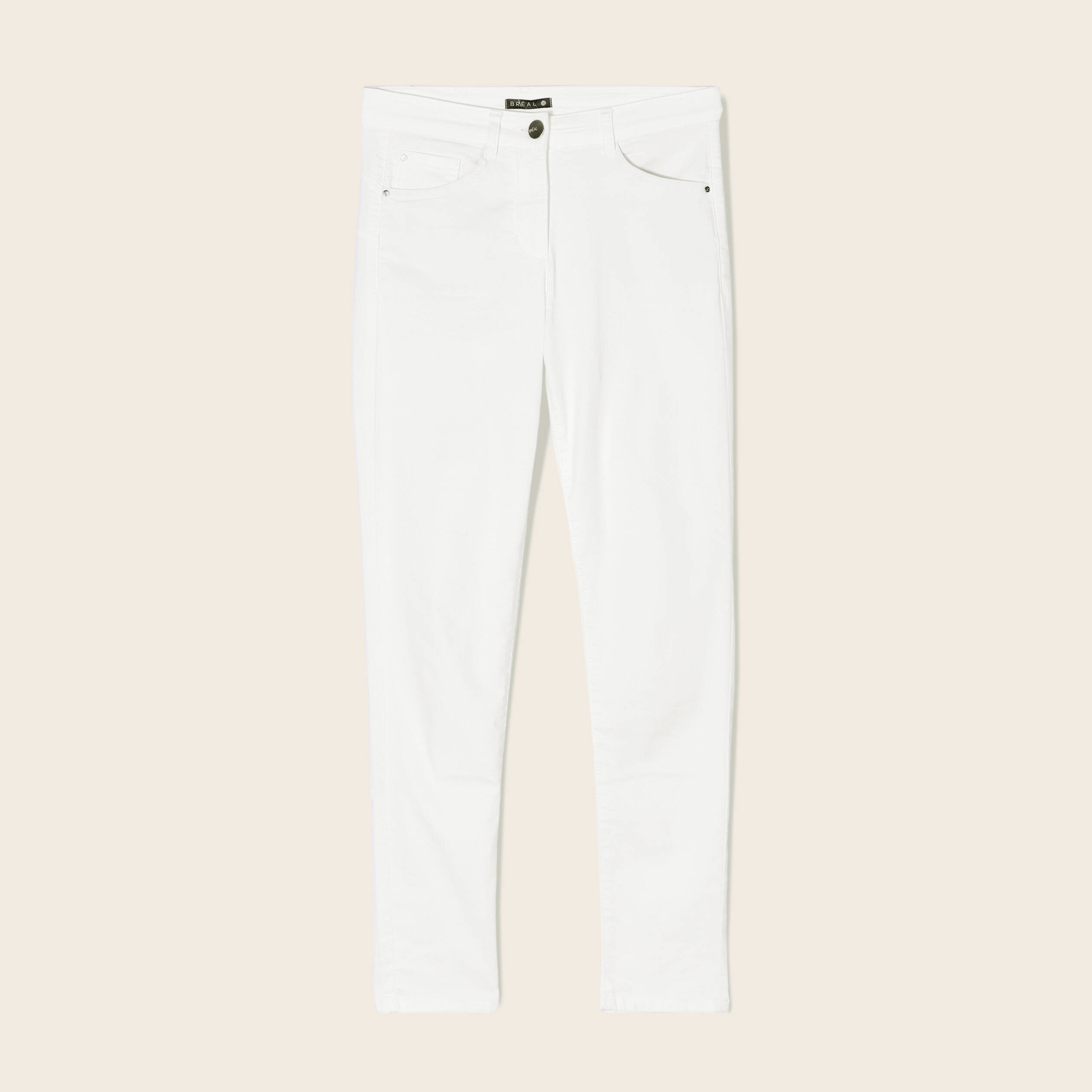 Bréal Pantalon Blanc Slim Taille Haute Pantalon Blanc Slim Taille