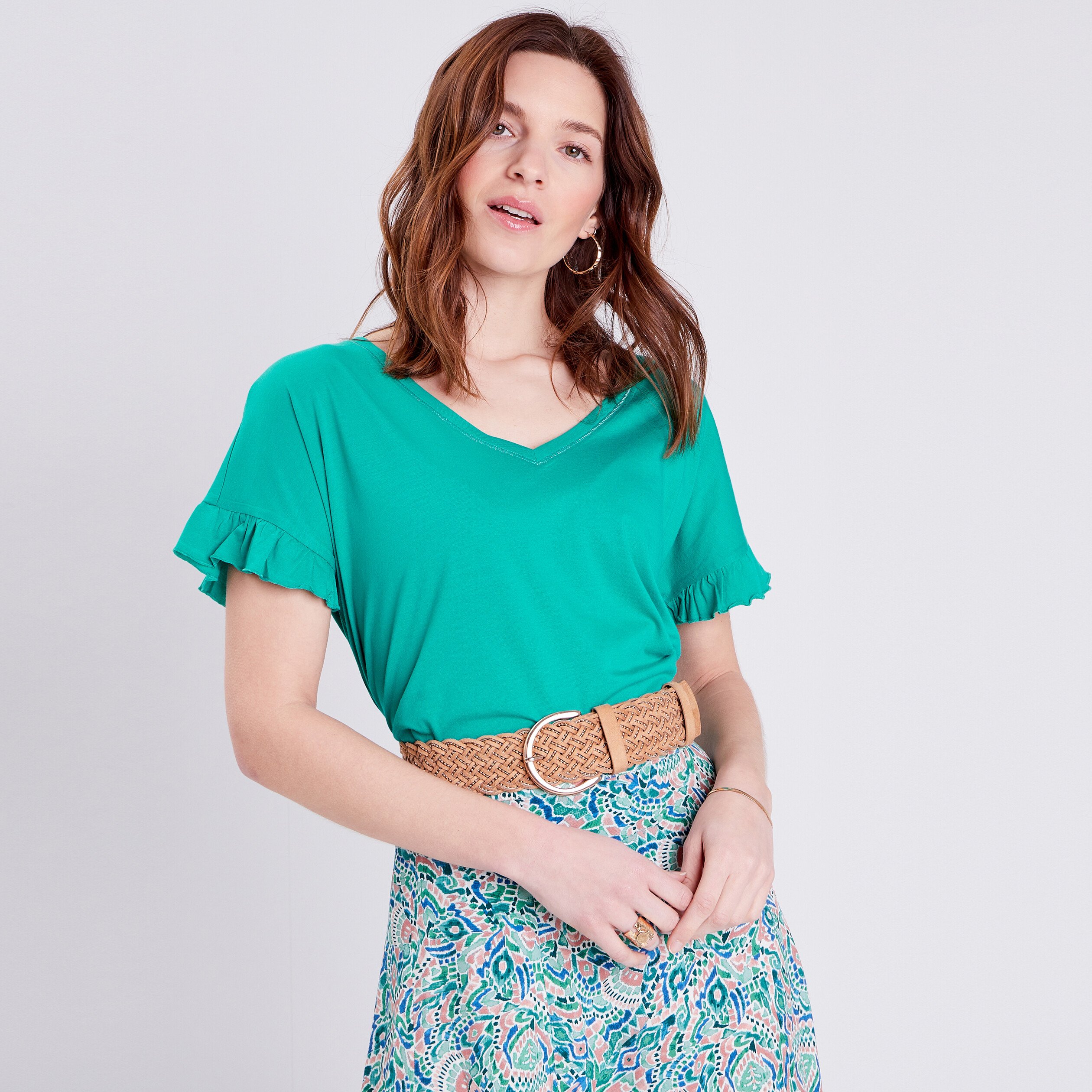 T-shirt manches courtes vert femme