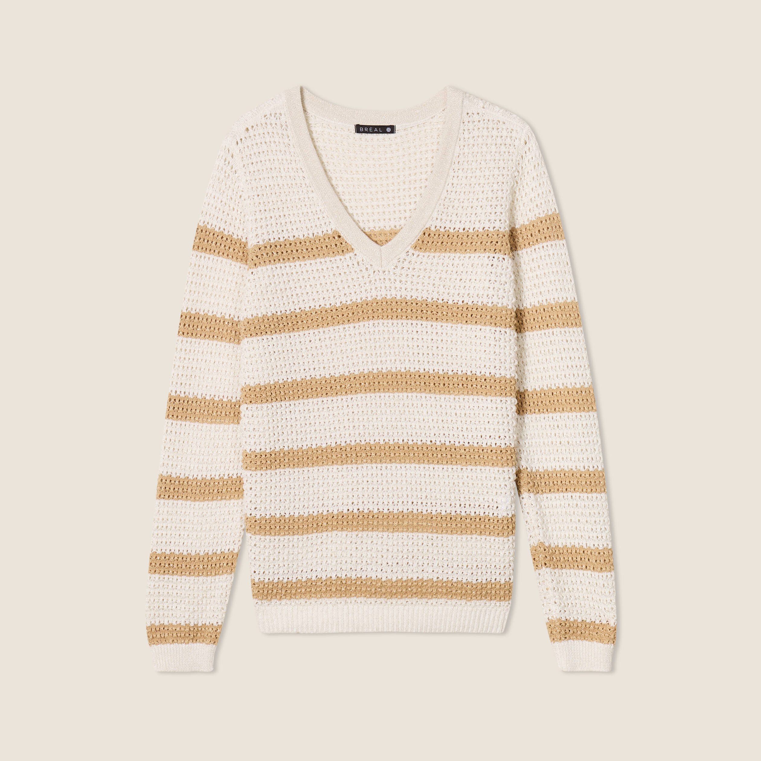 Pull manches longues ajouré blanc femme
