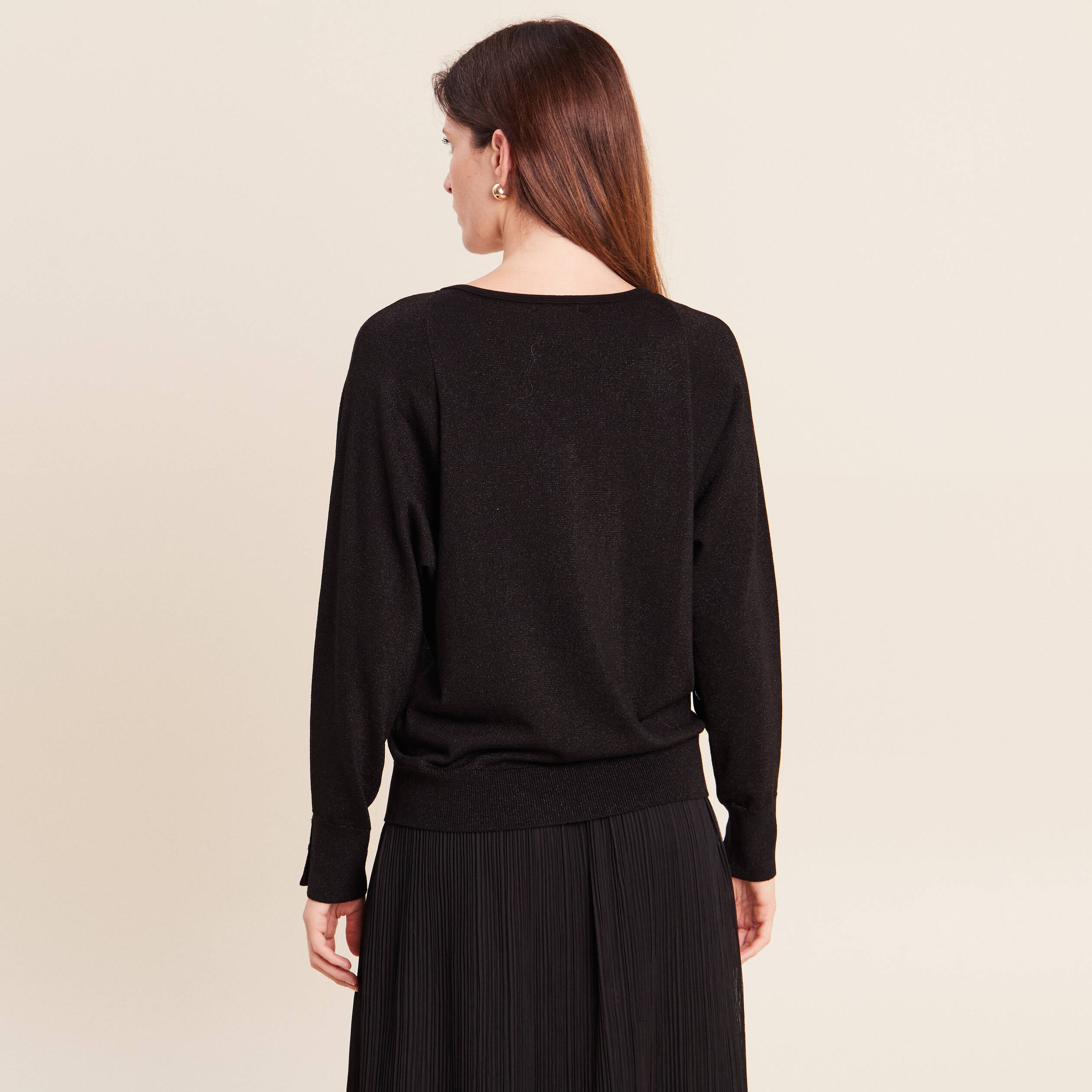 Pull manches longues noir femme