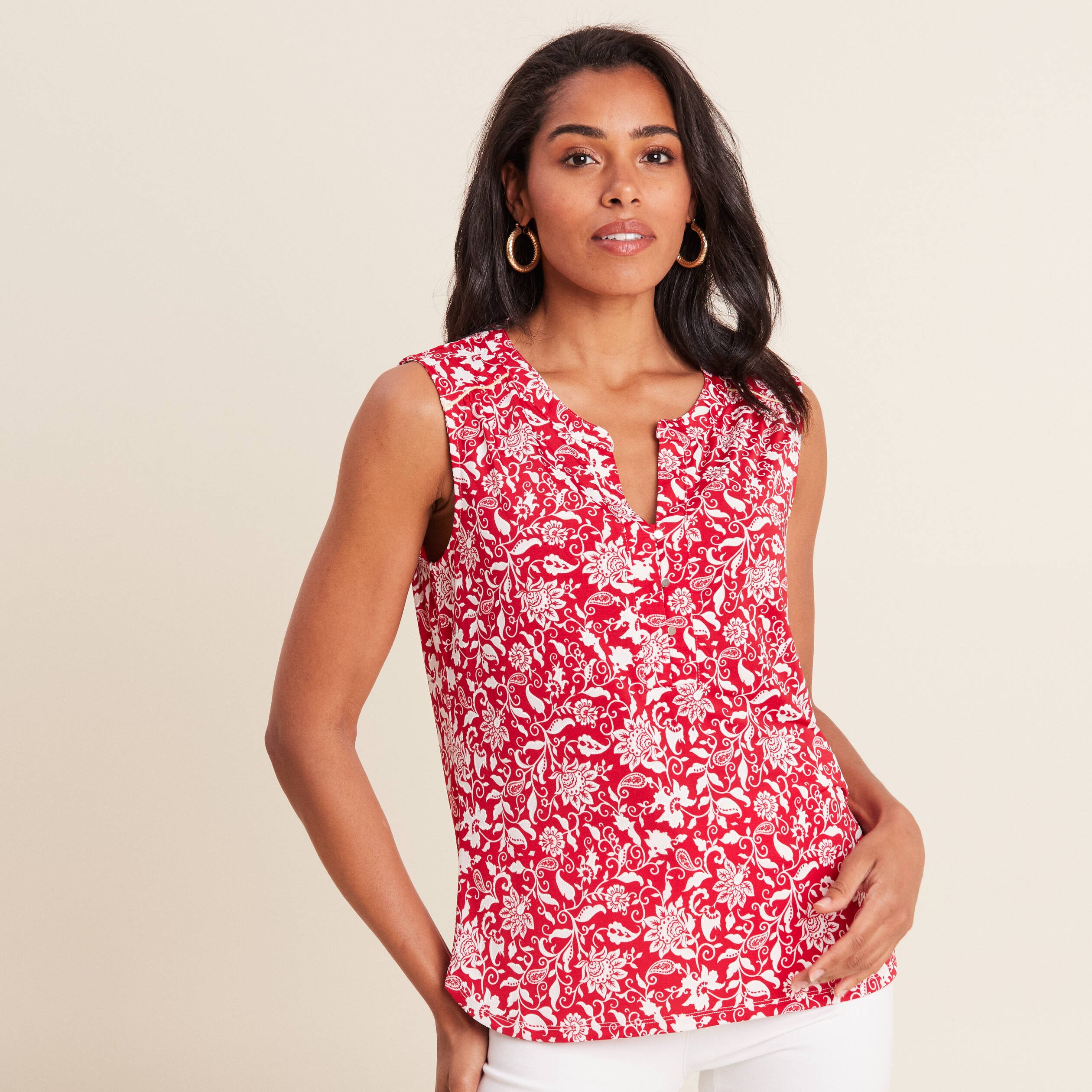 Débardeur sans manches rouge femme