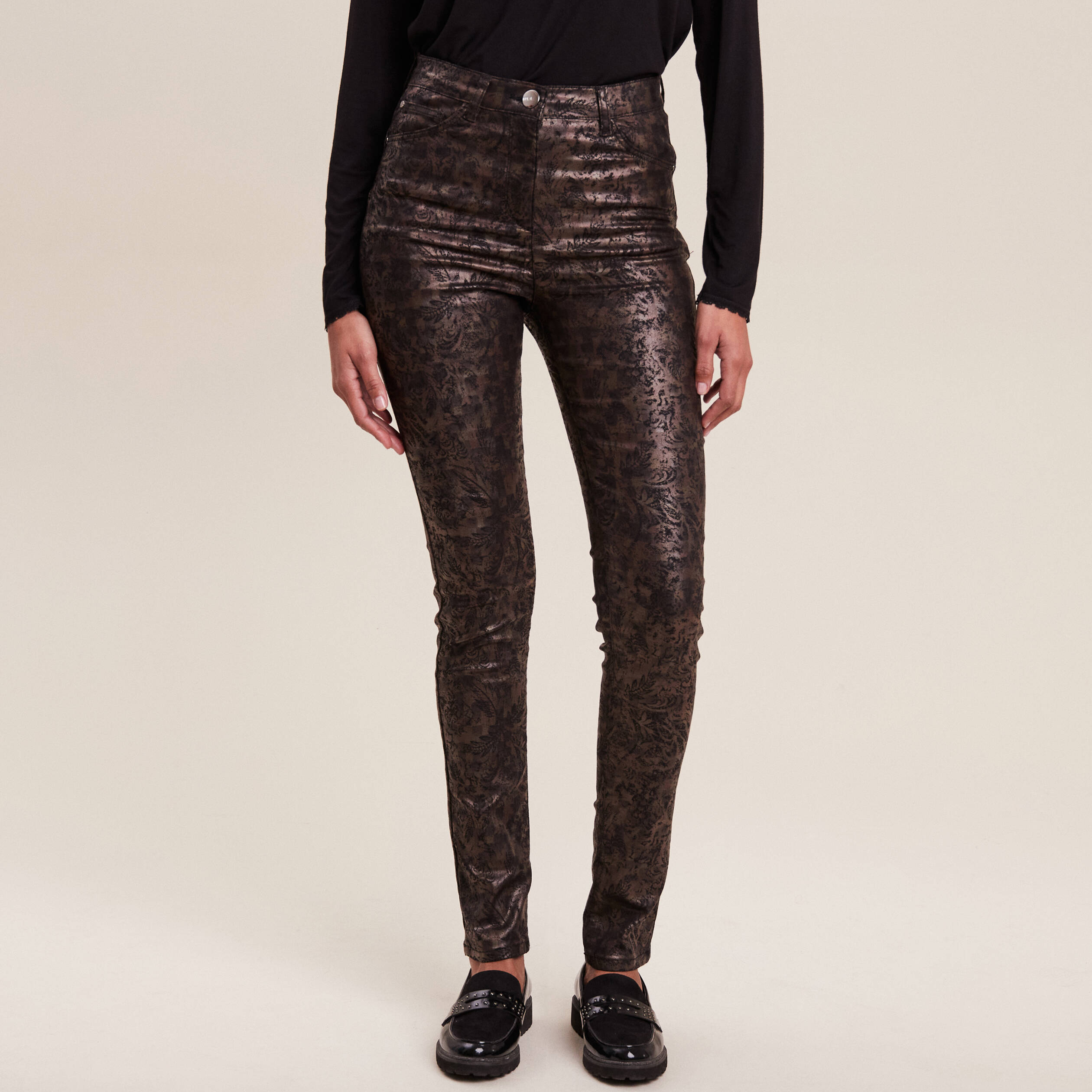 Pantalon ajuste couleur bronze femme Breal