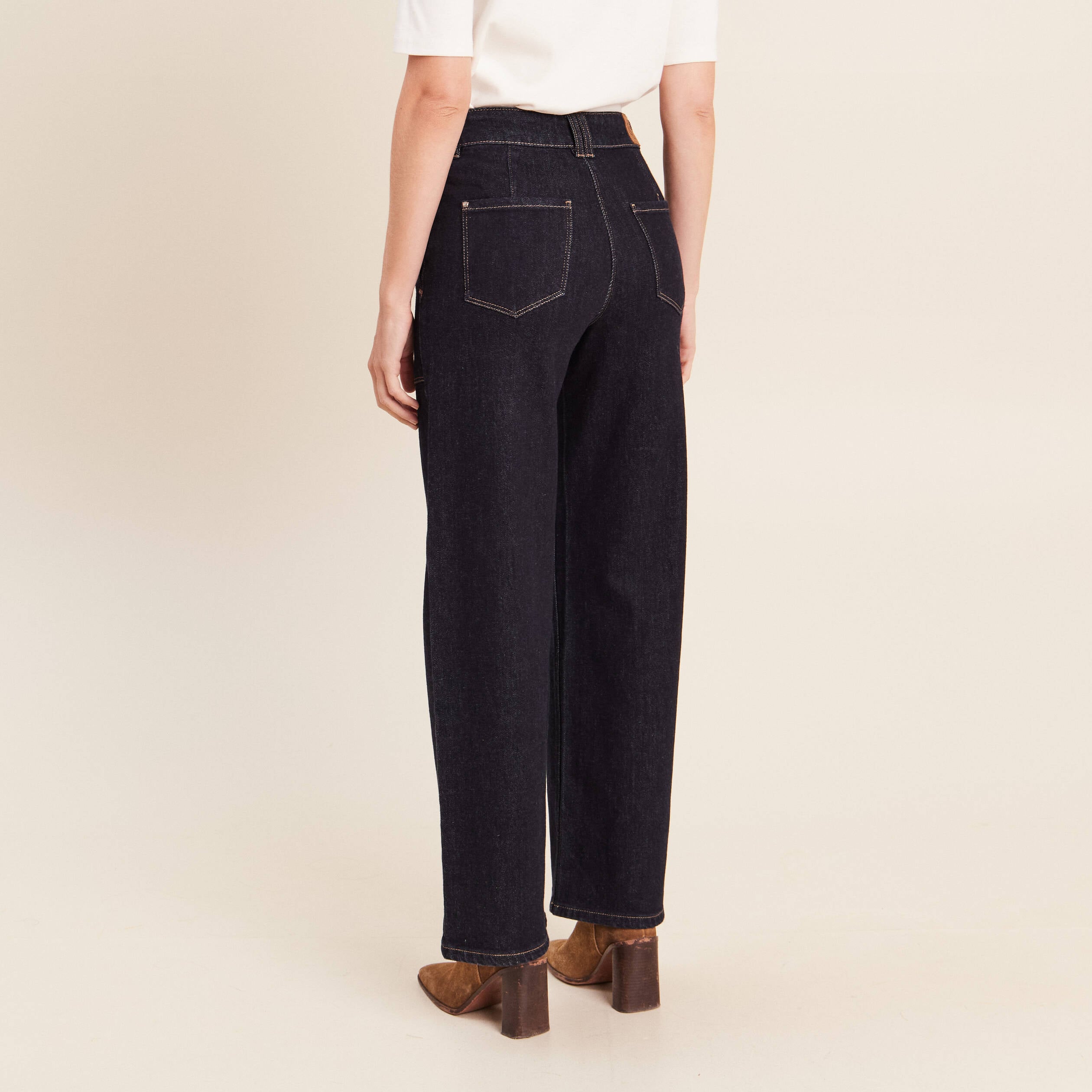 Jean taille haute denim brut femme