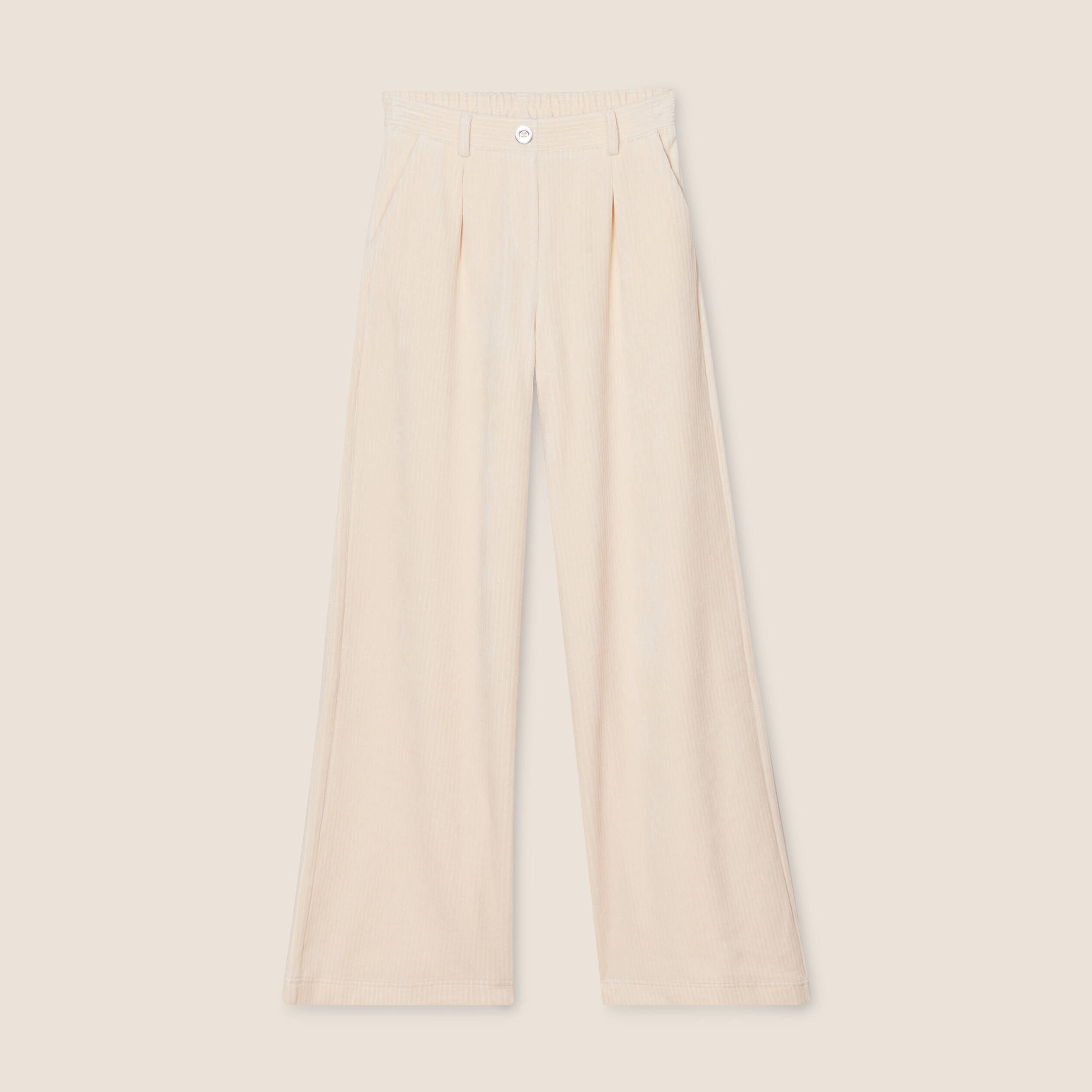 pantalon large velours ivoire femme Pantalon large velours ivoire femme
