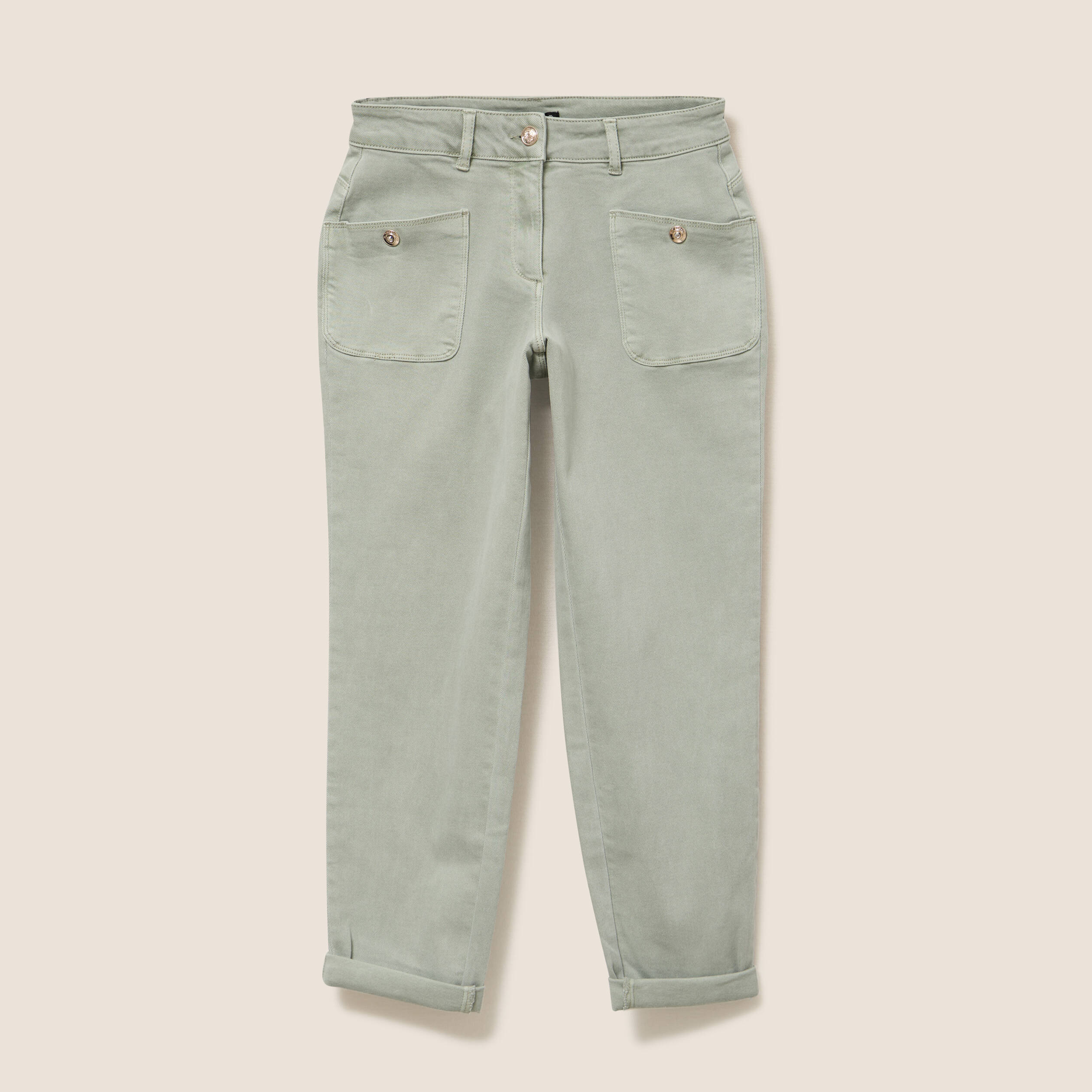 Jean coupe mom 7/8&egrave;me vert clair femme