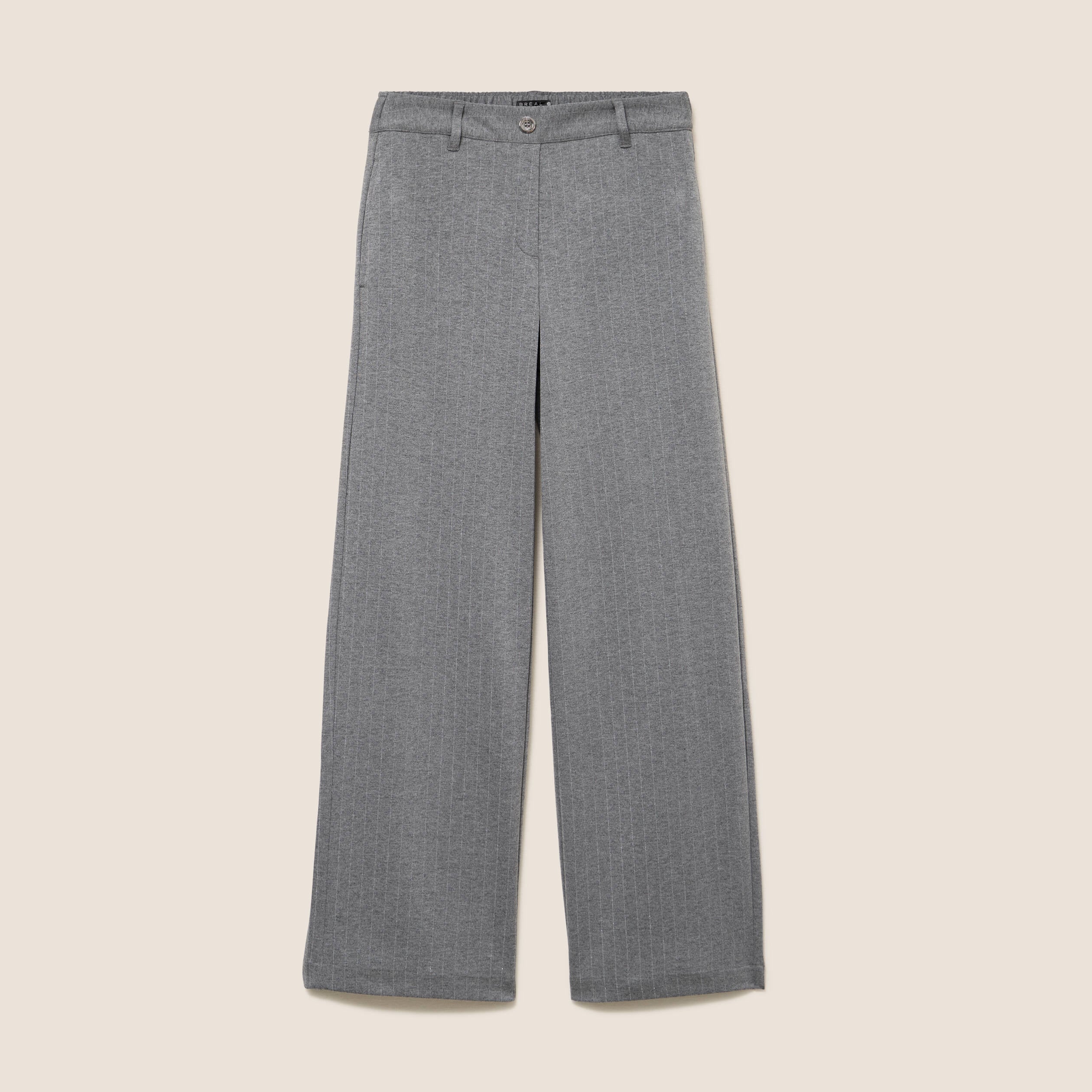 Pantalon loose taille bascul&eacute;e gris femme