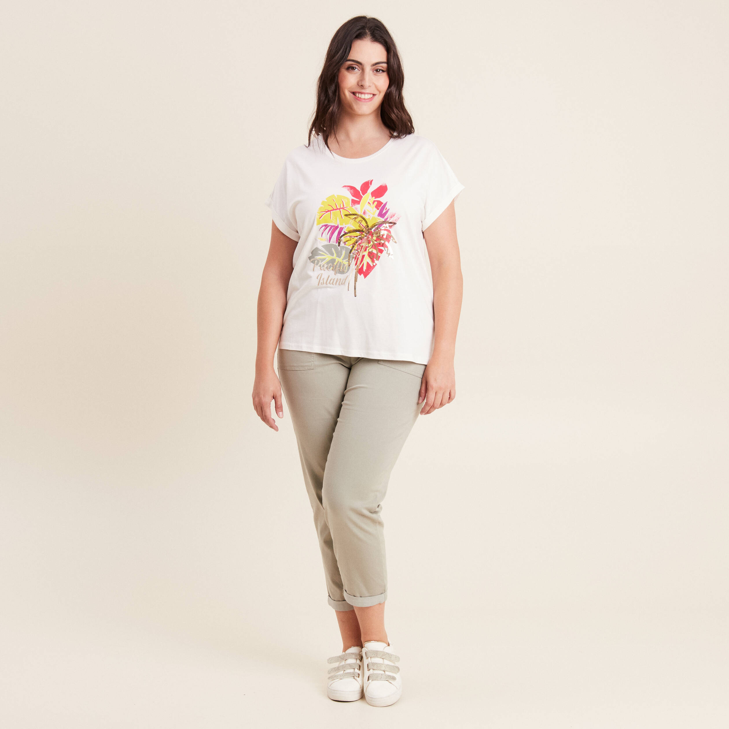 t shirt manches courtes ecru femme T-shirt manches courtes ecru femme