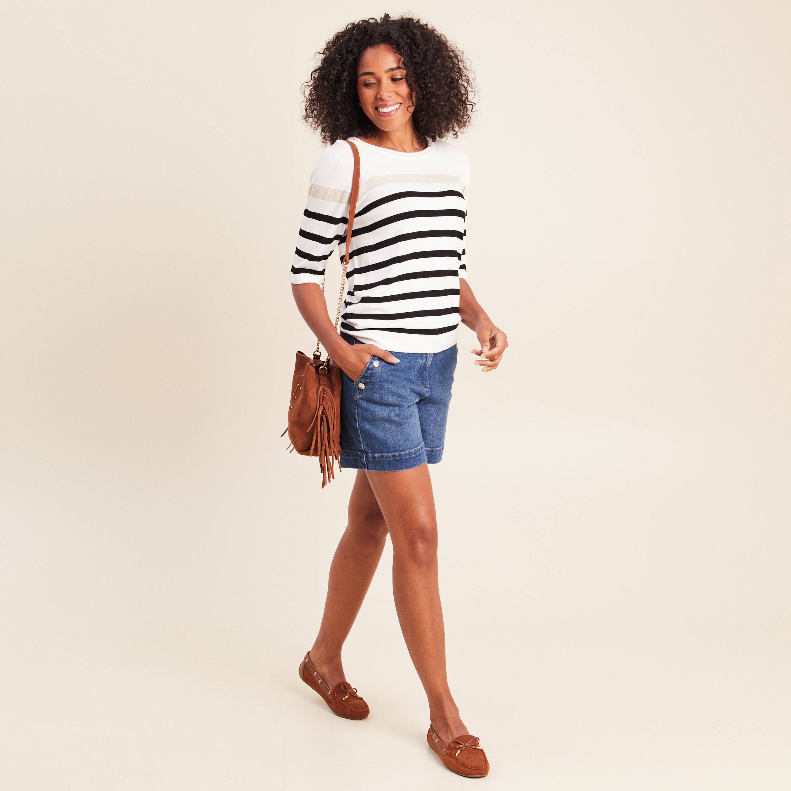 Pull col rond noir femme