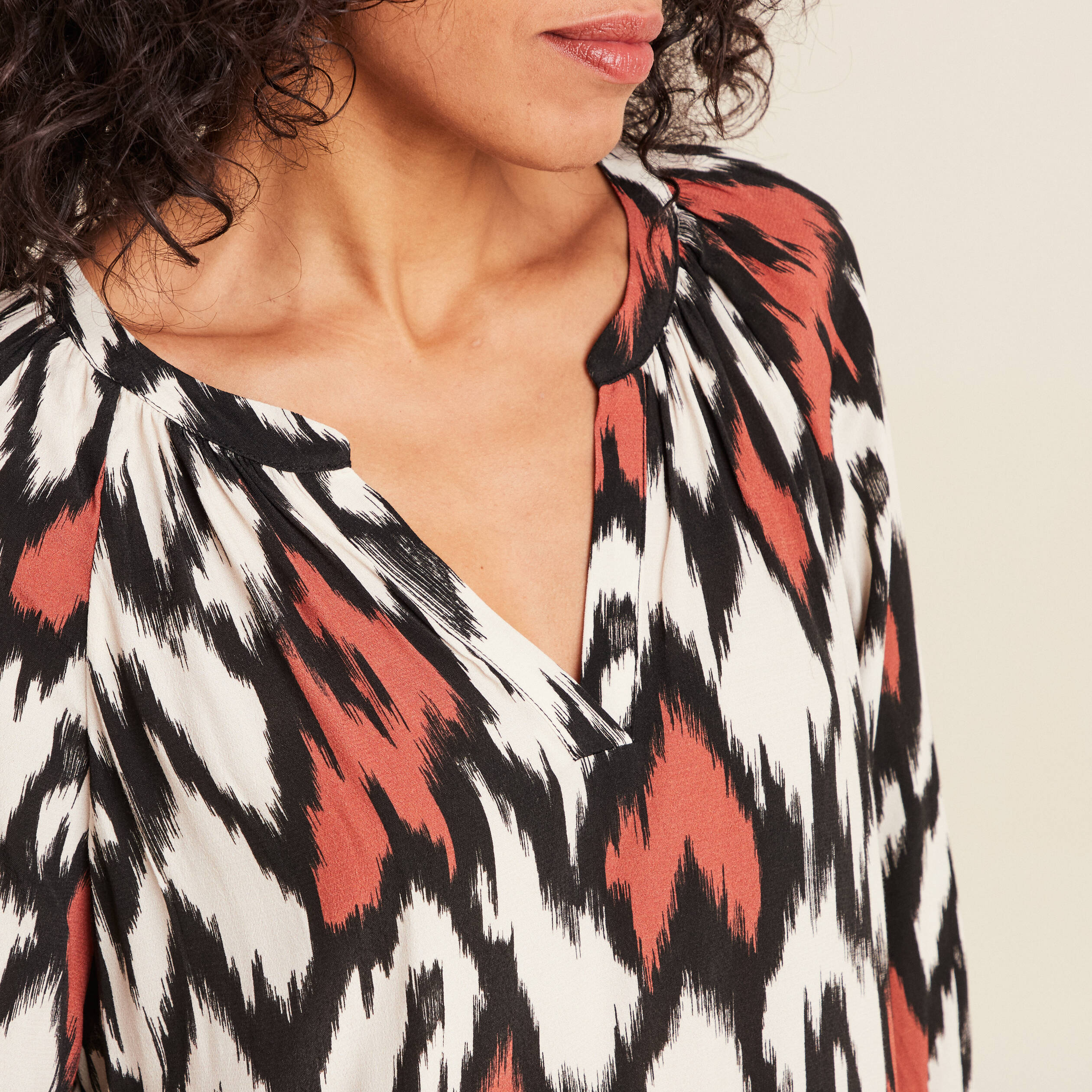 Blouse manches 3/4 orange femme