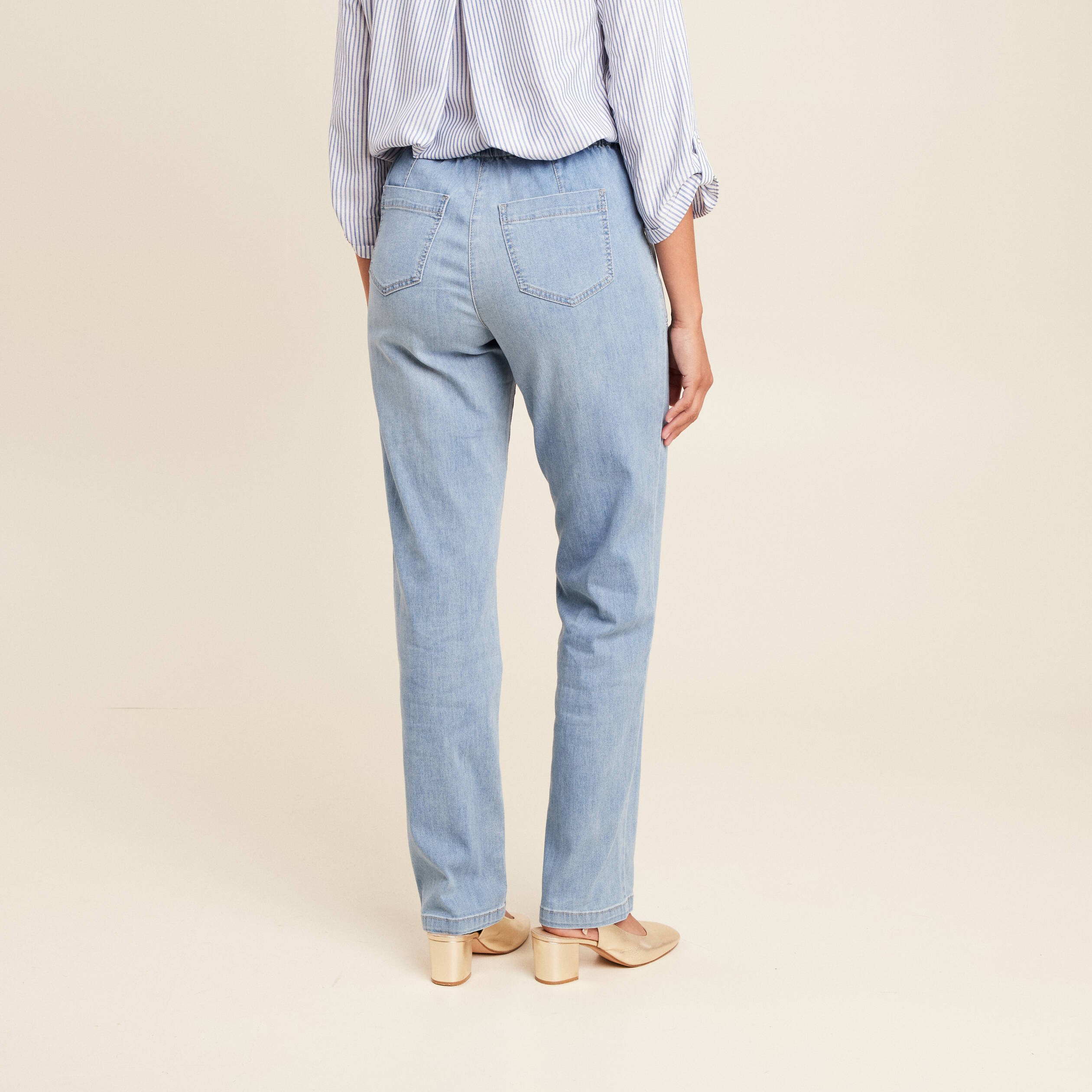 pantalon jogpant 78eme en coton denim double stone femme Pantalon jogpant 7/8ème en coton denim double stone femme