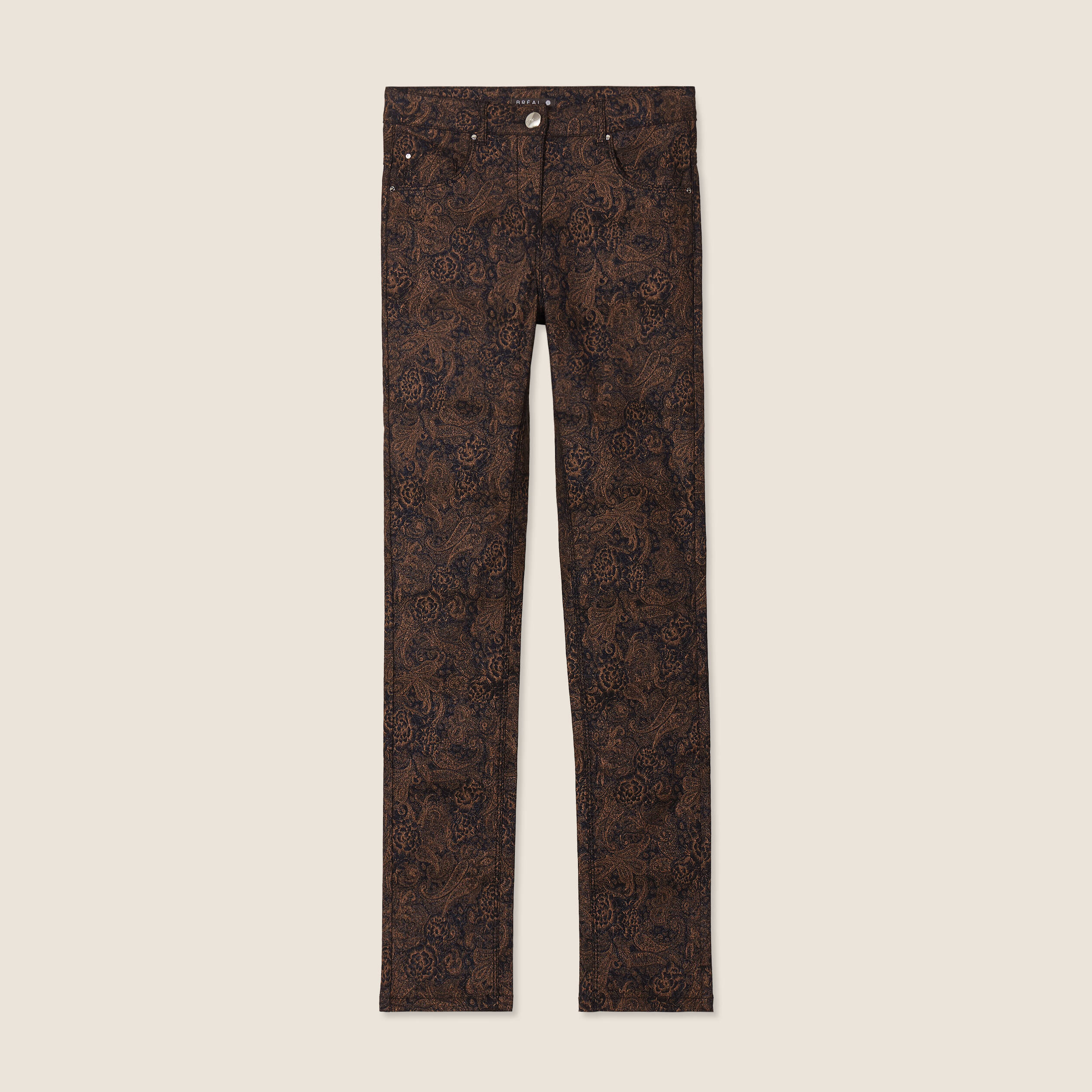 Pantalon ajusté enduit noir femme