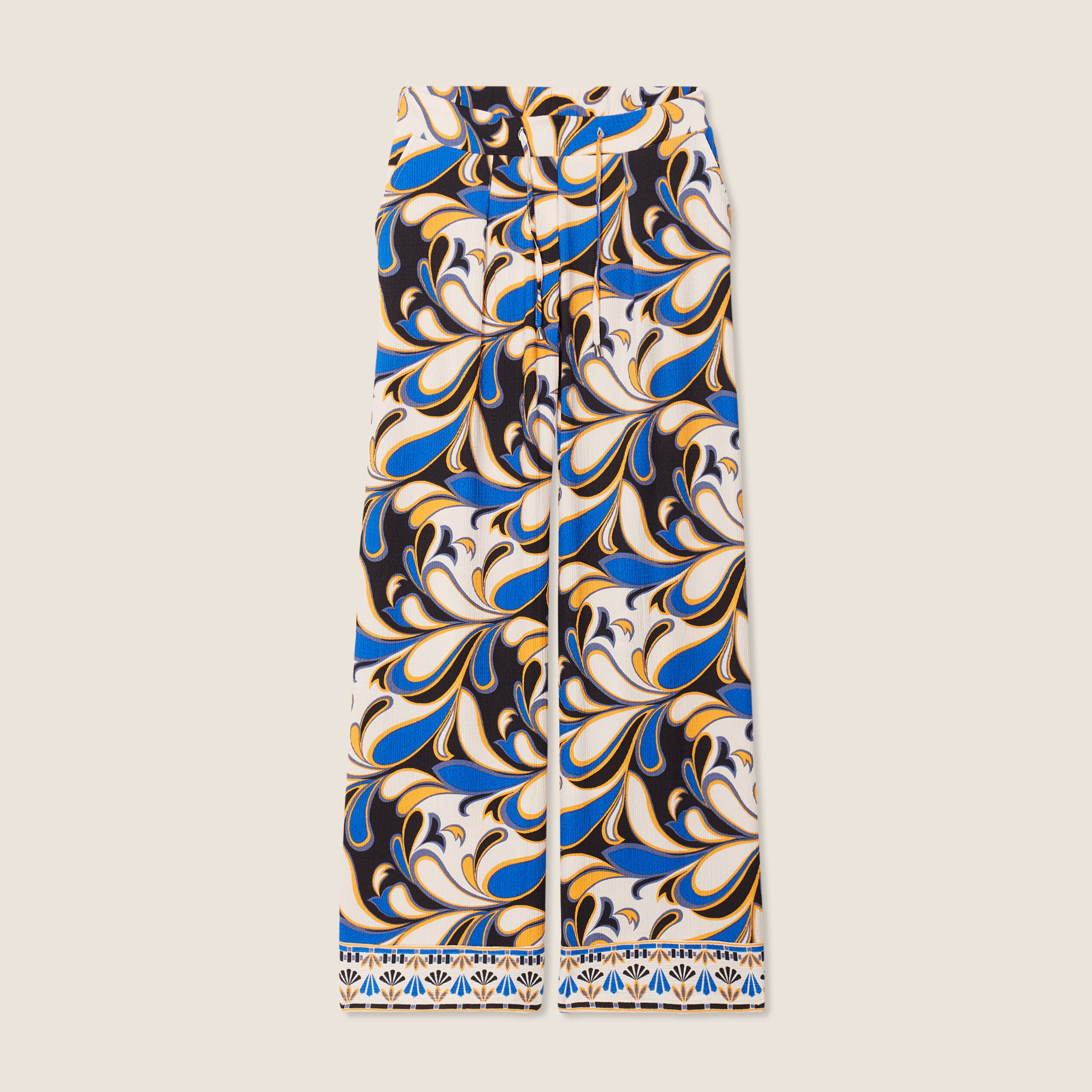 Pantalon large à coulisse bleu femme