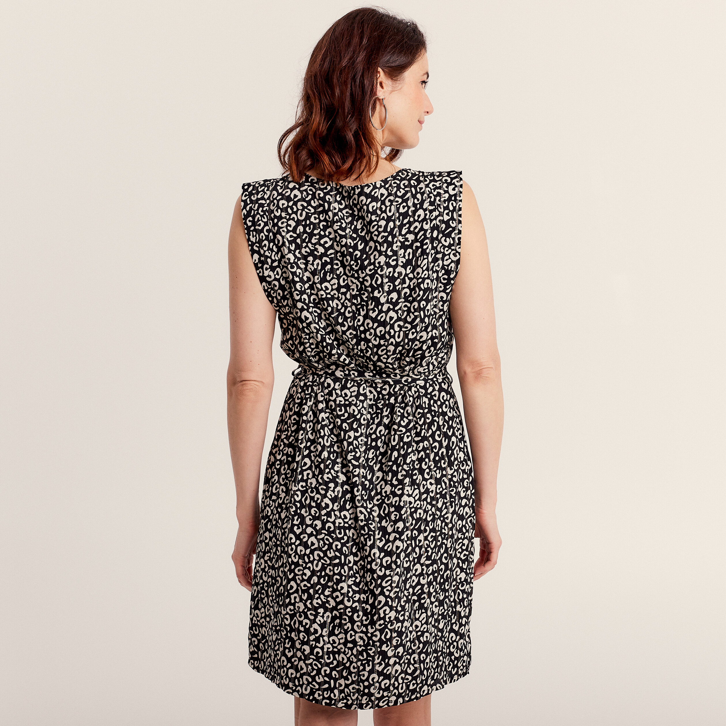 Robe droite ceinturée noir femme