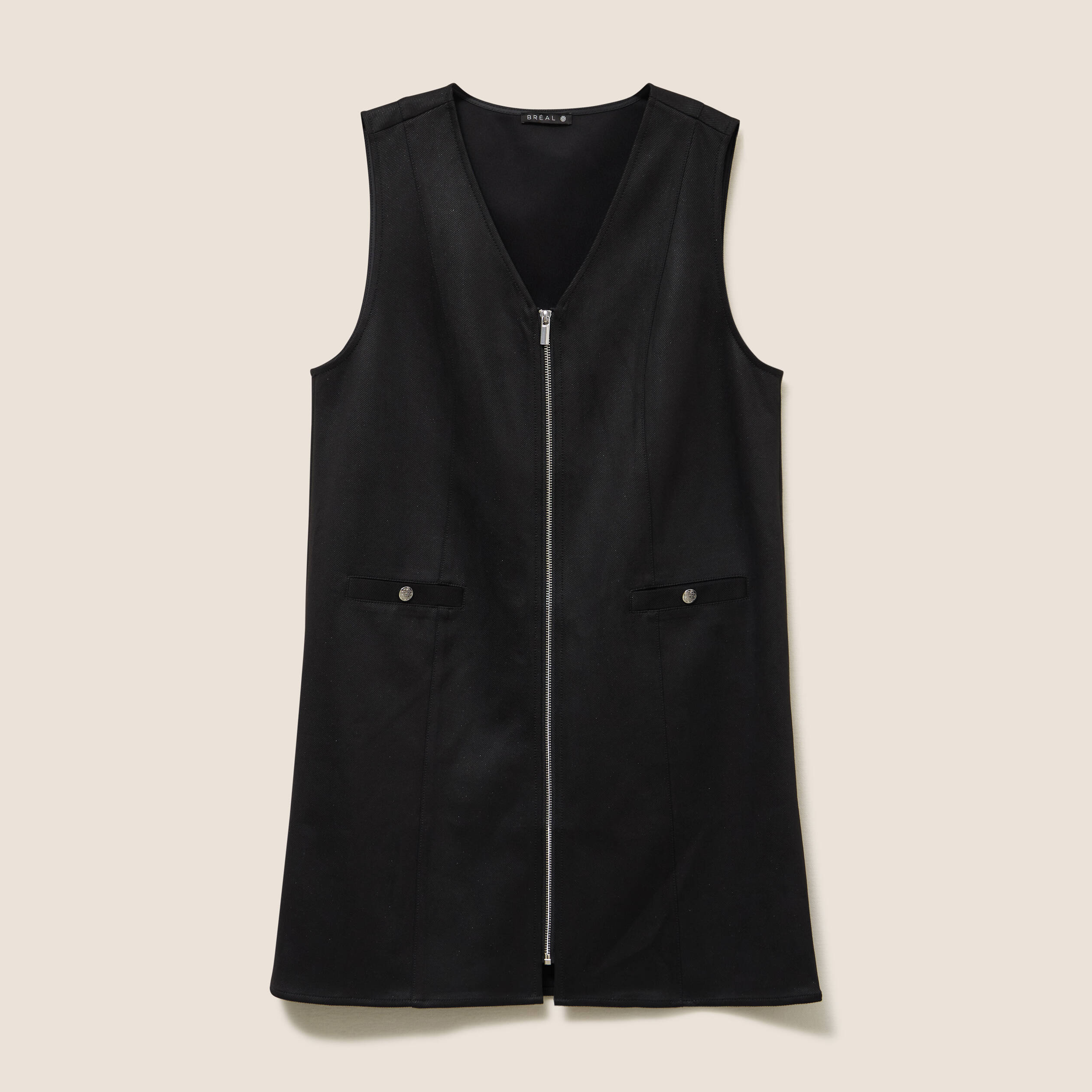 Robe chasuble su&eacute;dine noir femme
