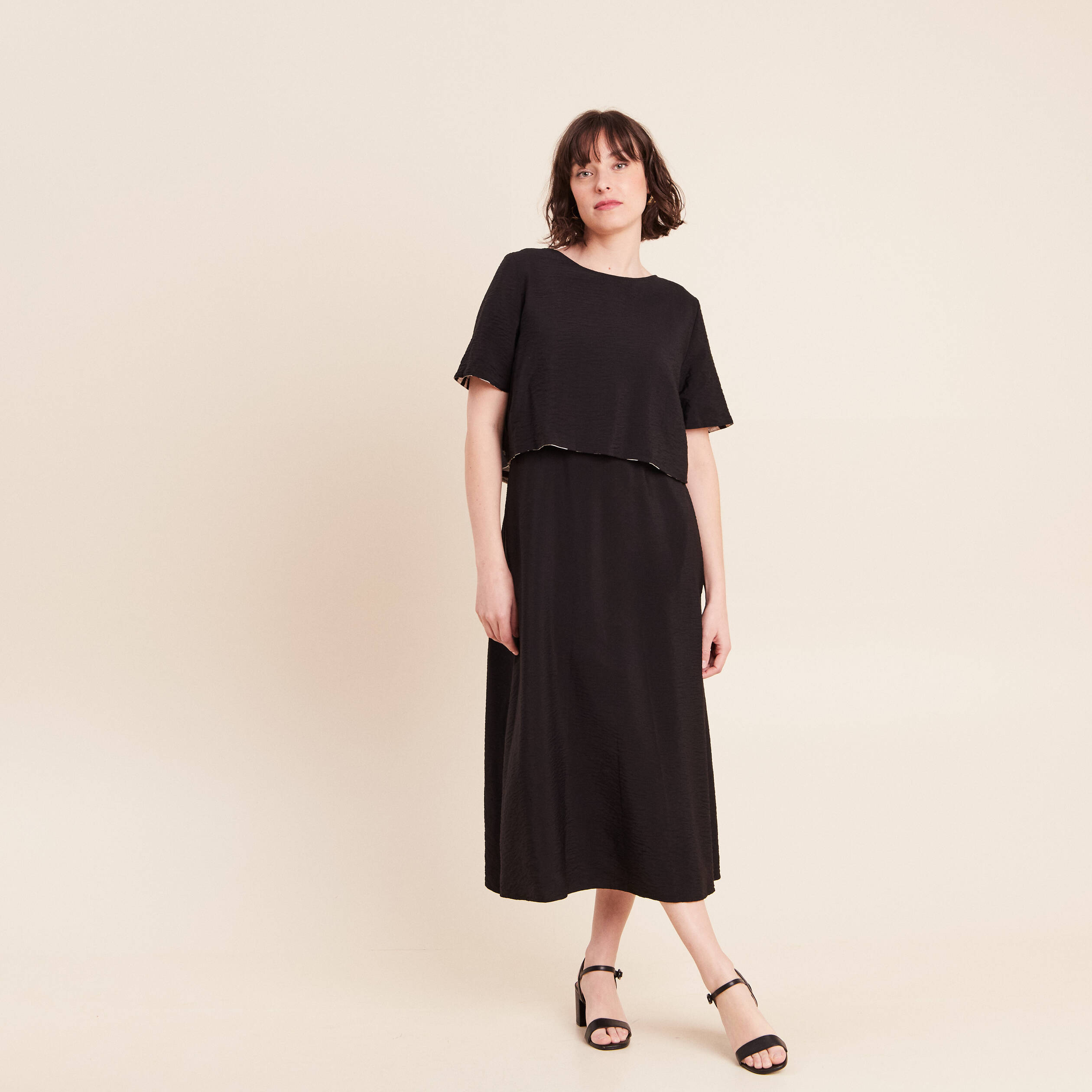 Robe longue r&eacute;versible et amovible noir femme