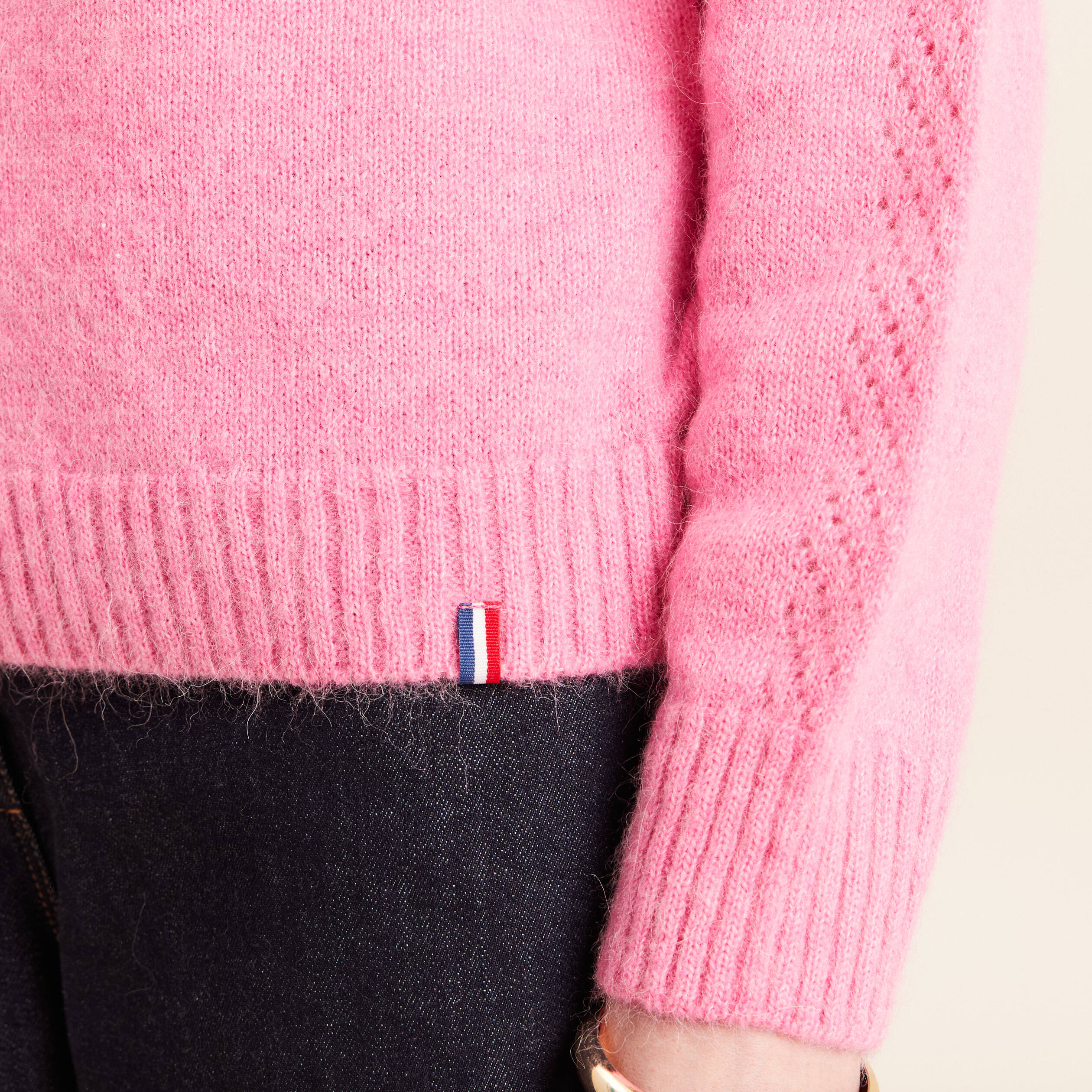 Gilet manches longues col rond rose fushia femme