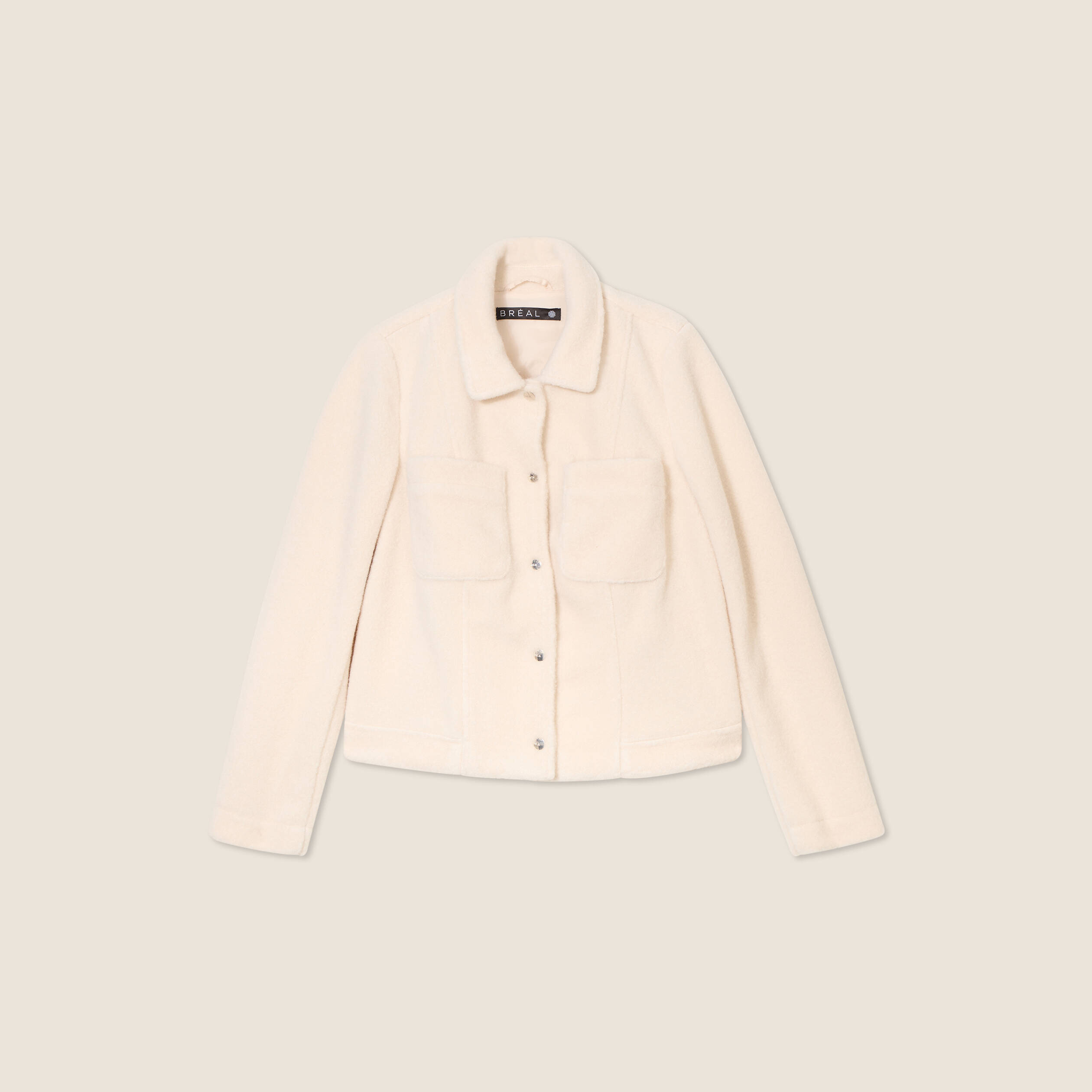 Veste droite bouclette ivoire femme