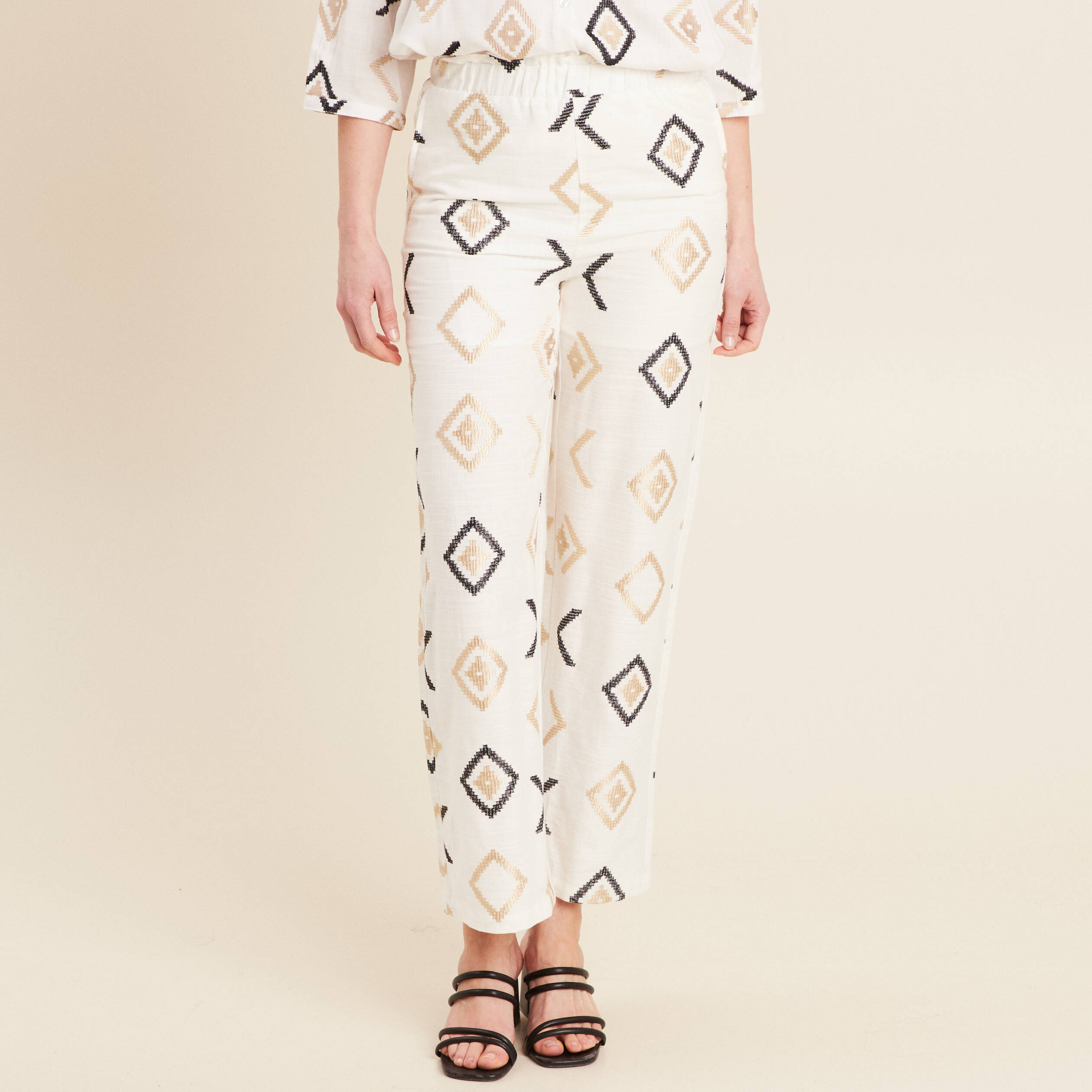 Pantacourt droit blanc femme