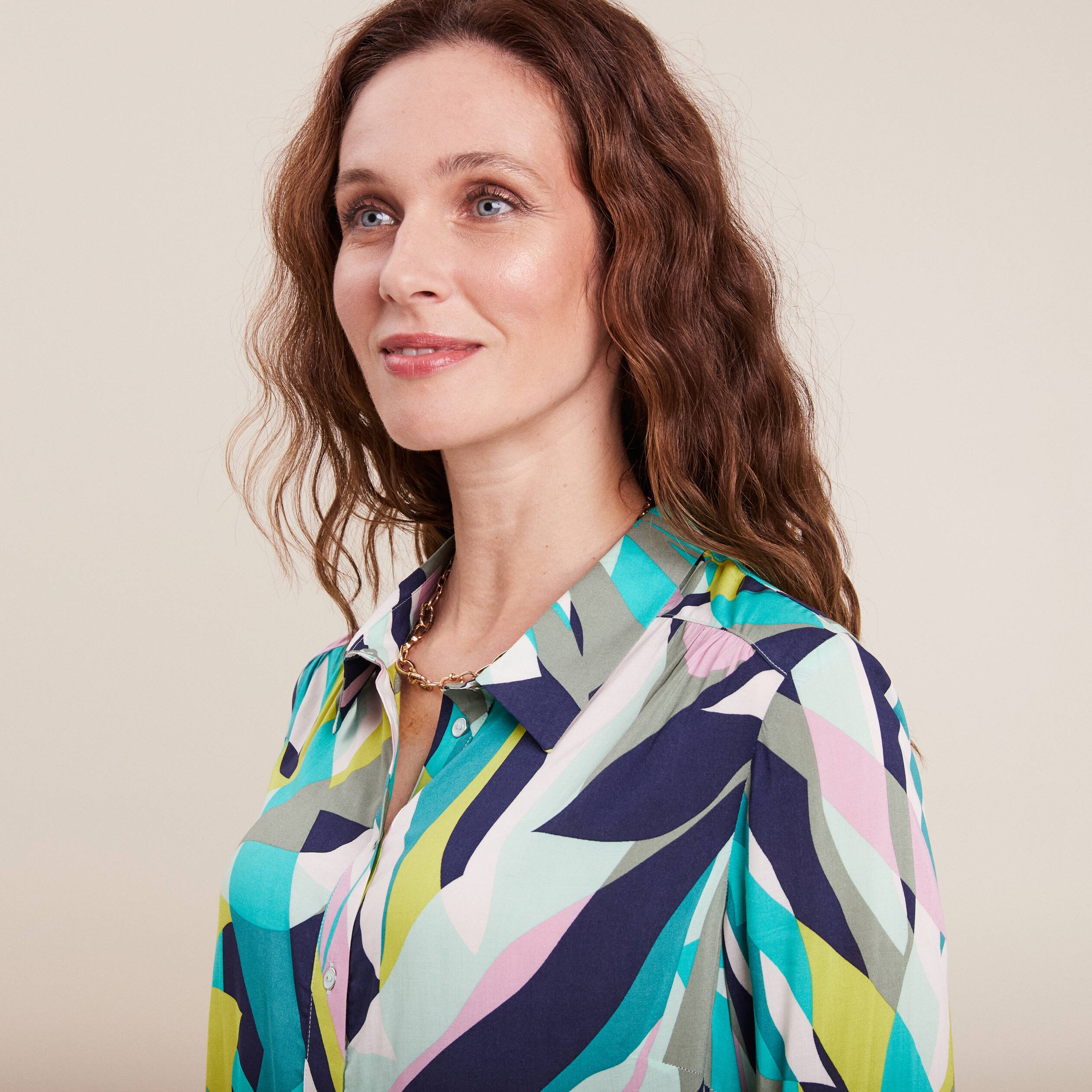 Chemise manches longues vert femme