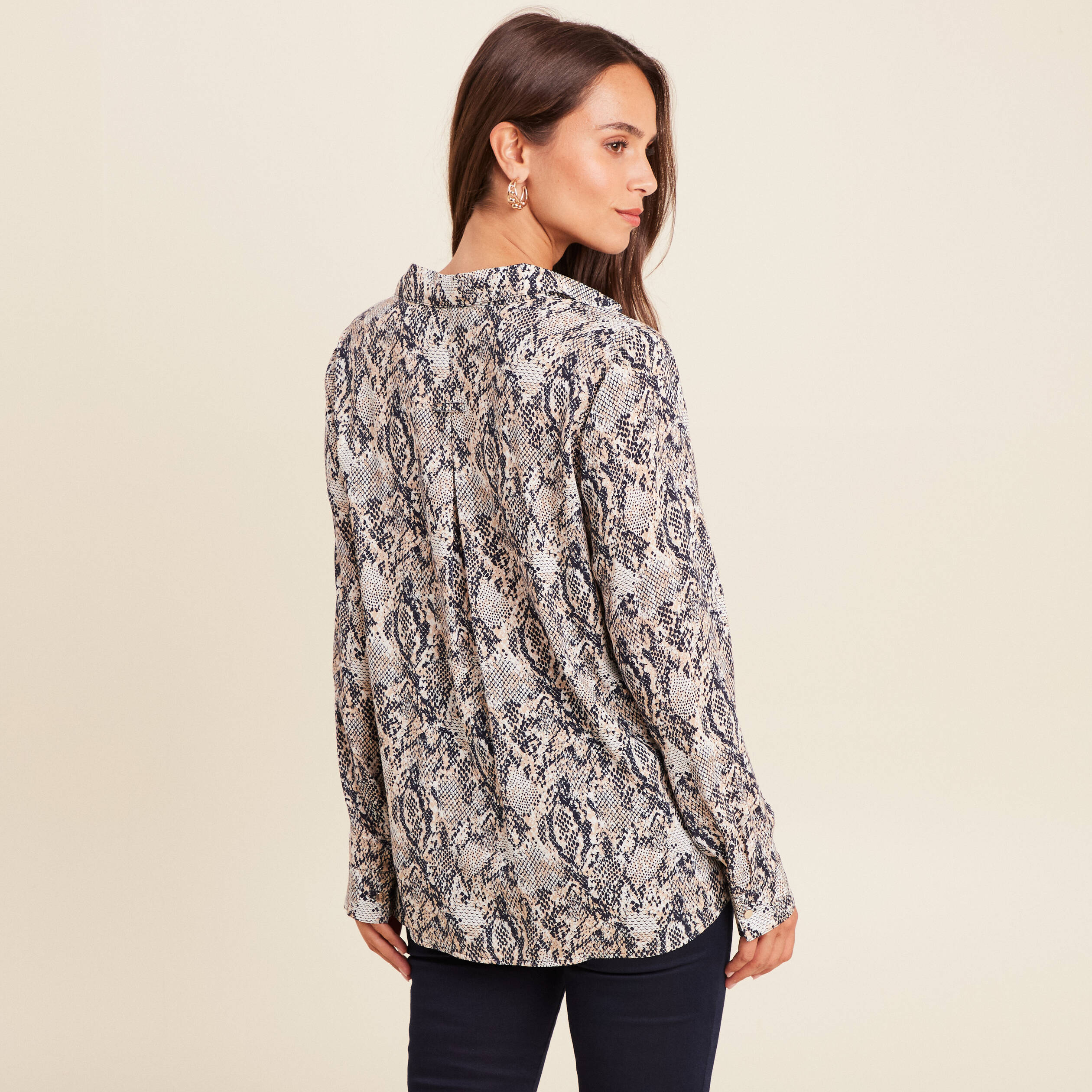 blouse fluide manches longues beige femme Blouse fluide manches longues beige femme