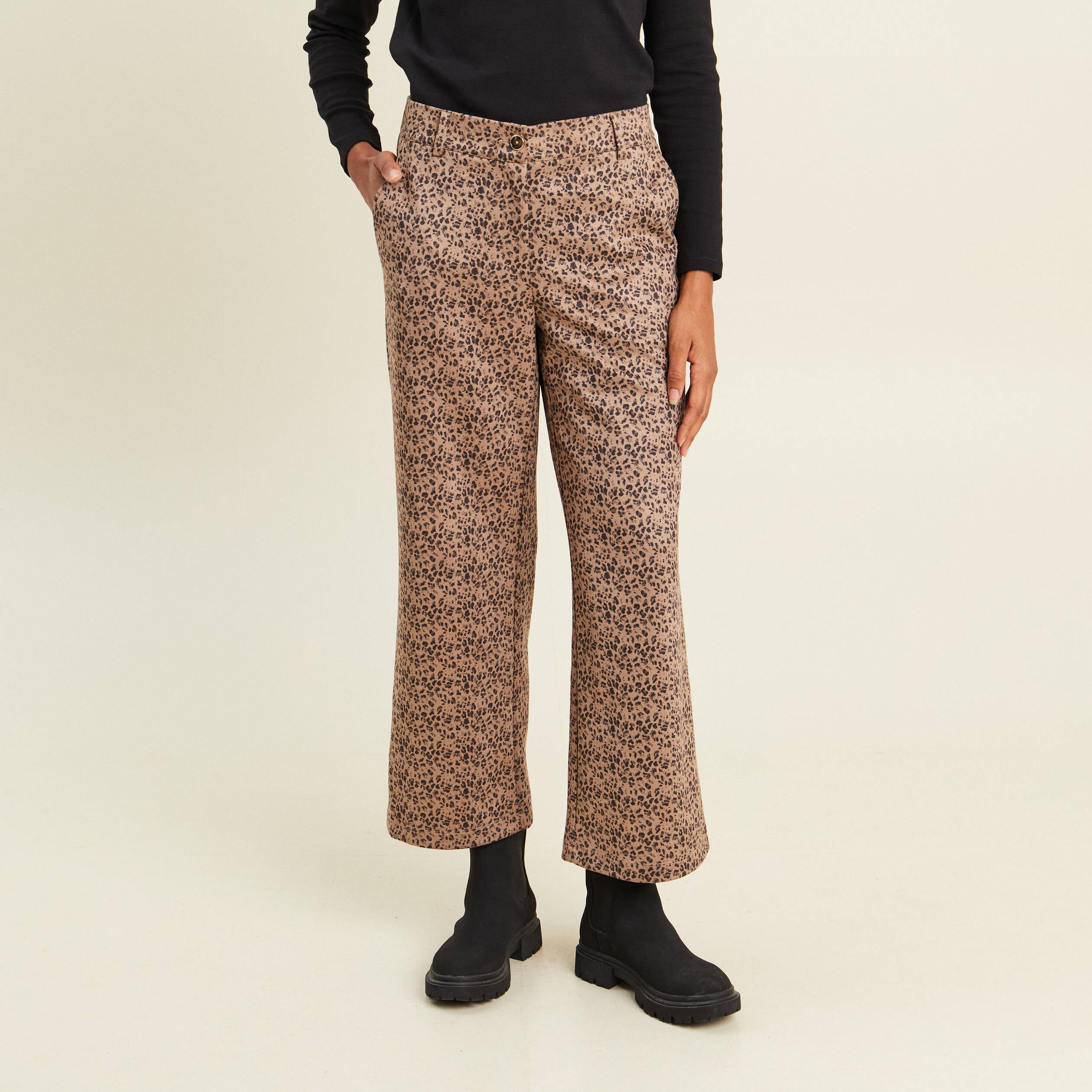 Pantalon large marron femme