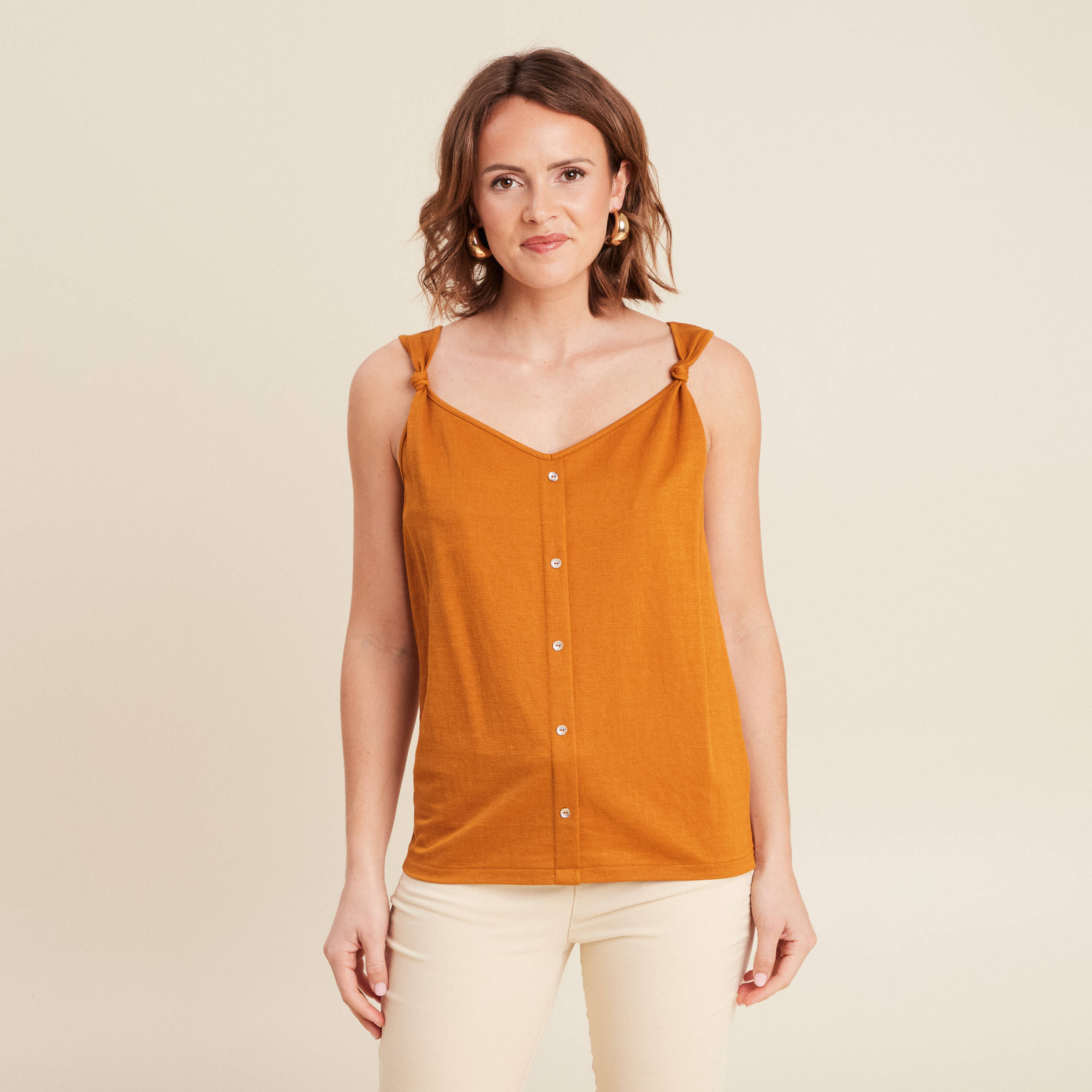 Débardeur sans manches camel femme