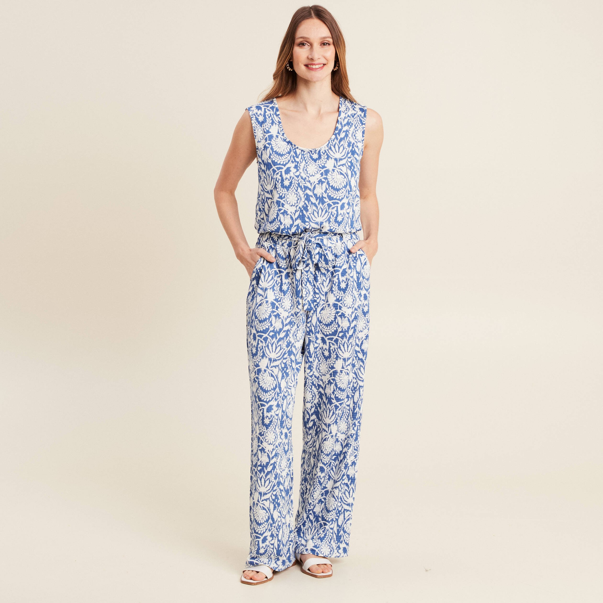 combinaison pantalon droite bleu femme Combinaison pantalon droite bleu femme