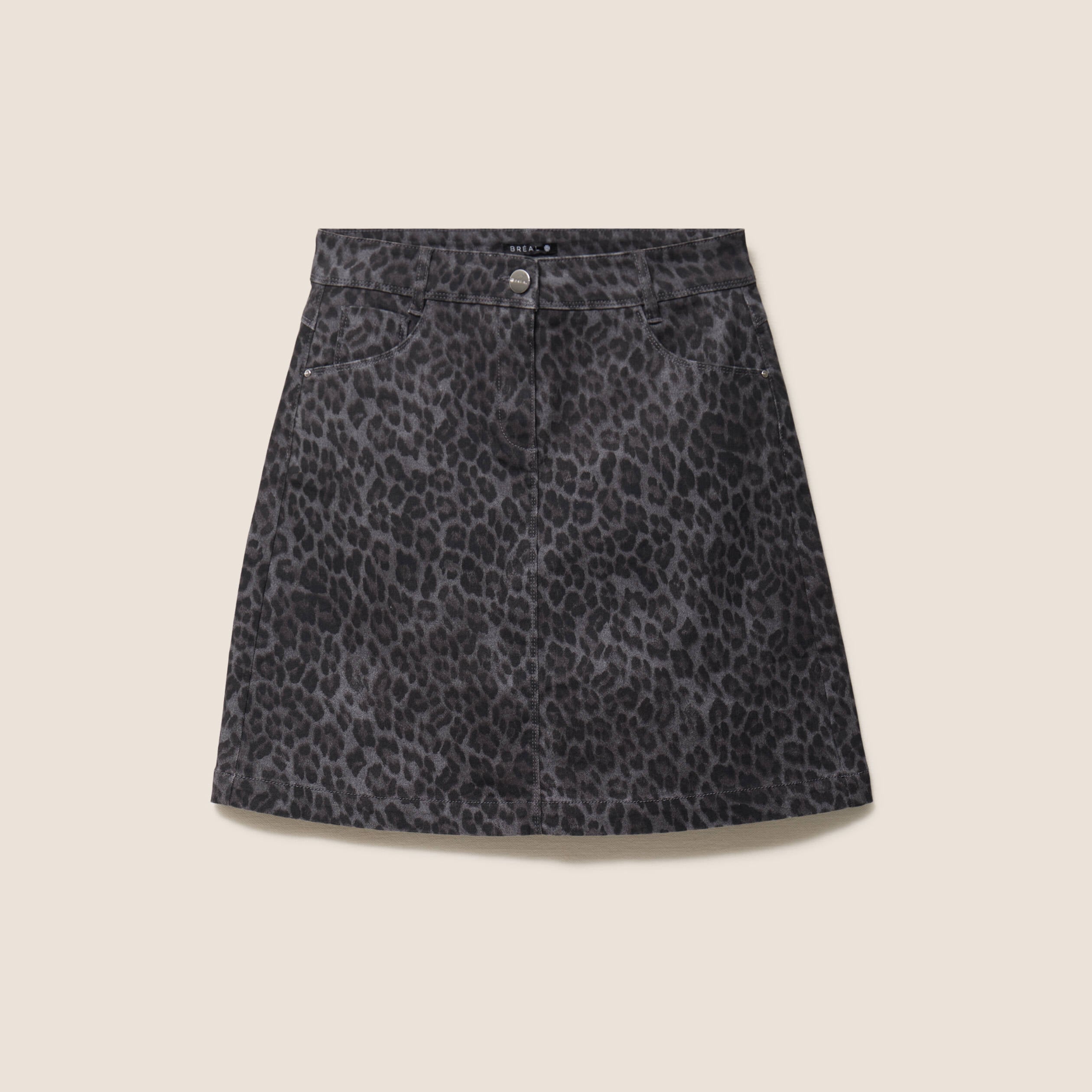 Jupe trap&egrave;ze courte gris ardoise femme
