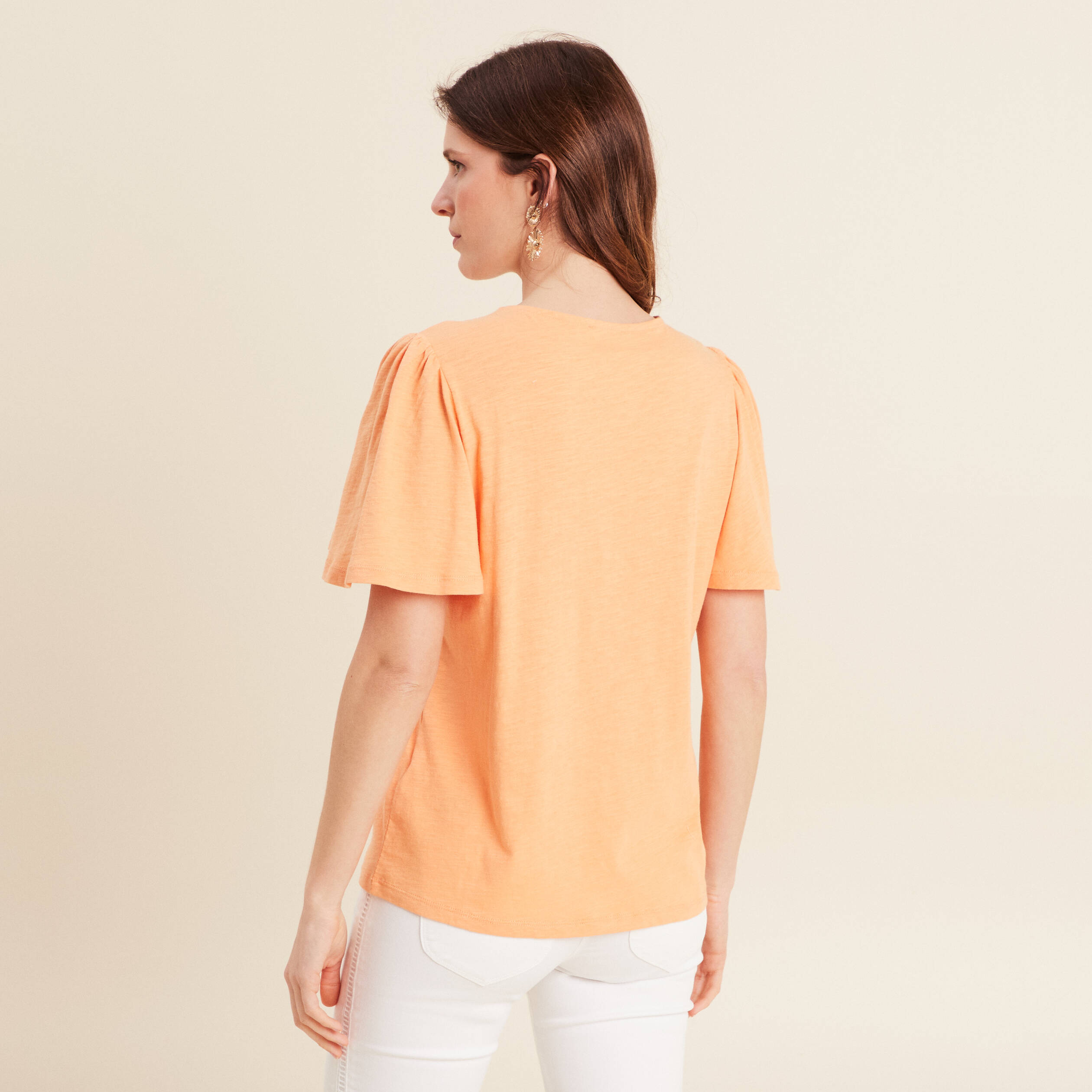T-shirt manches courtes orange clair femme