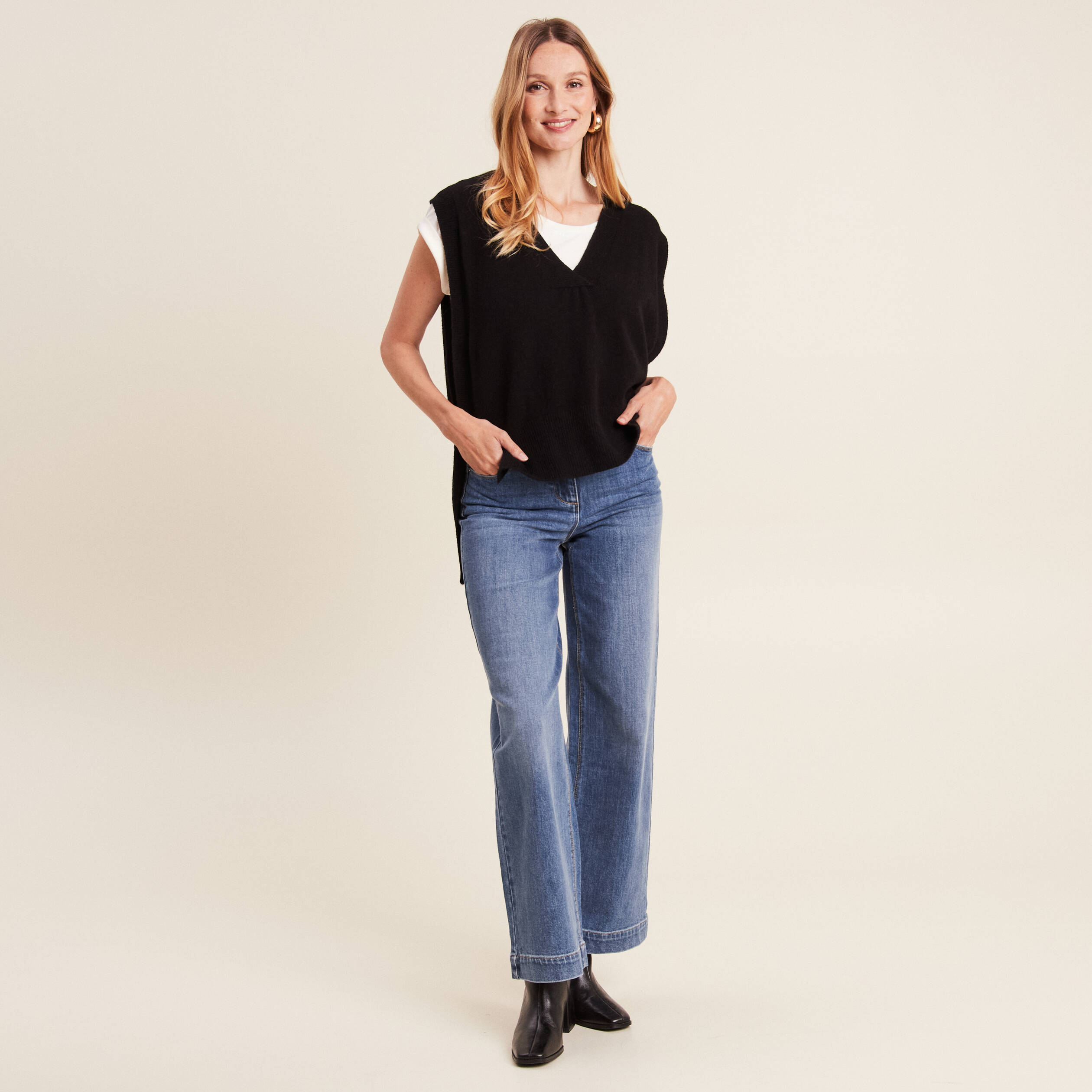 pull sans manches noir femme Pull sans manches noir femme