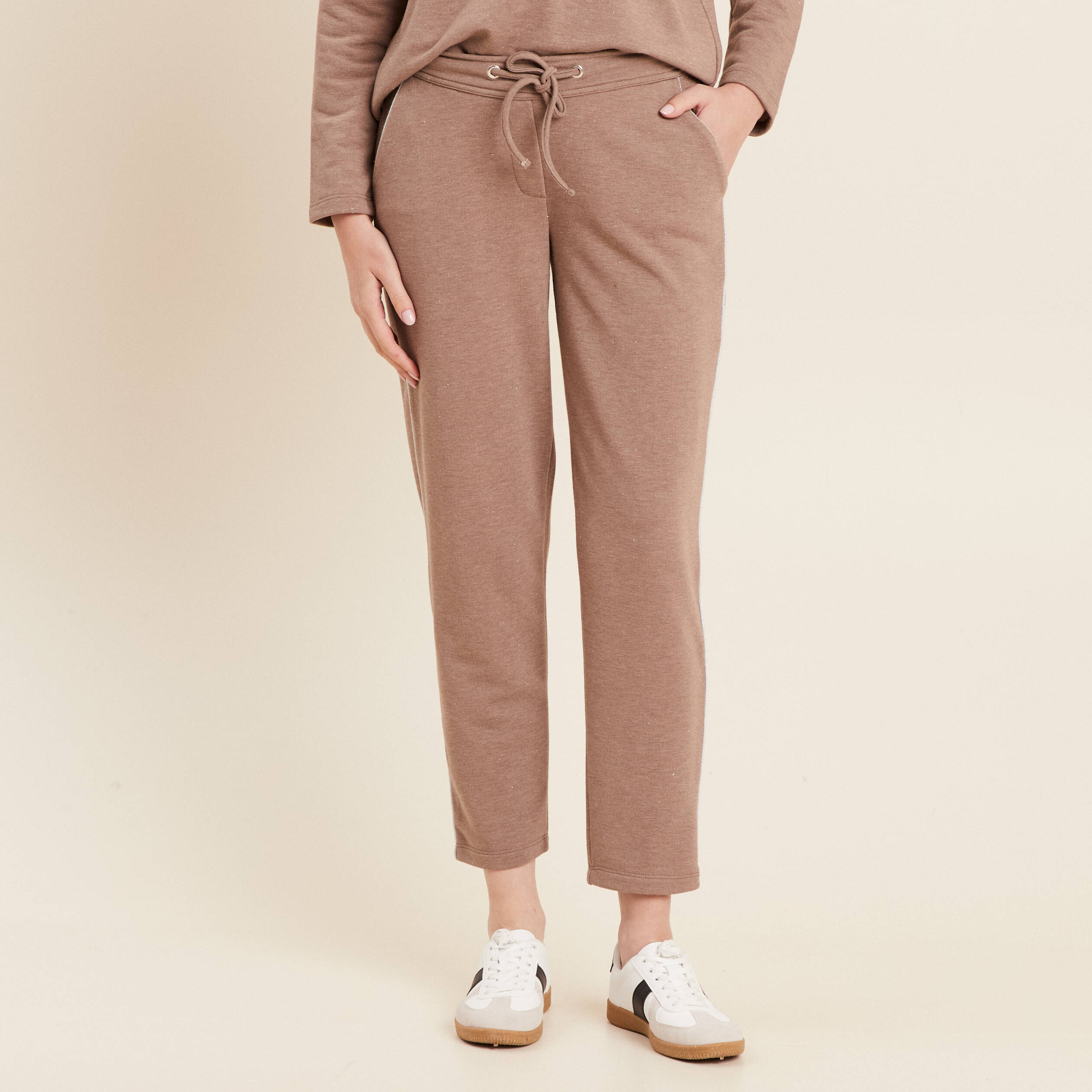 Pantalon jogging 7/8ème taupe femme