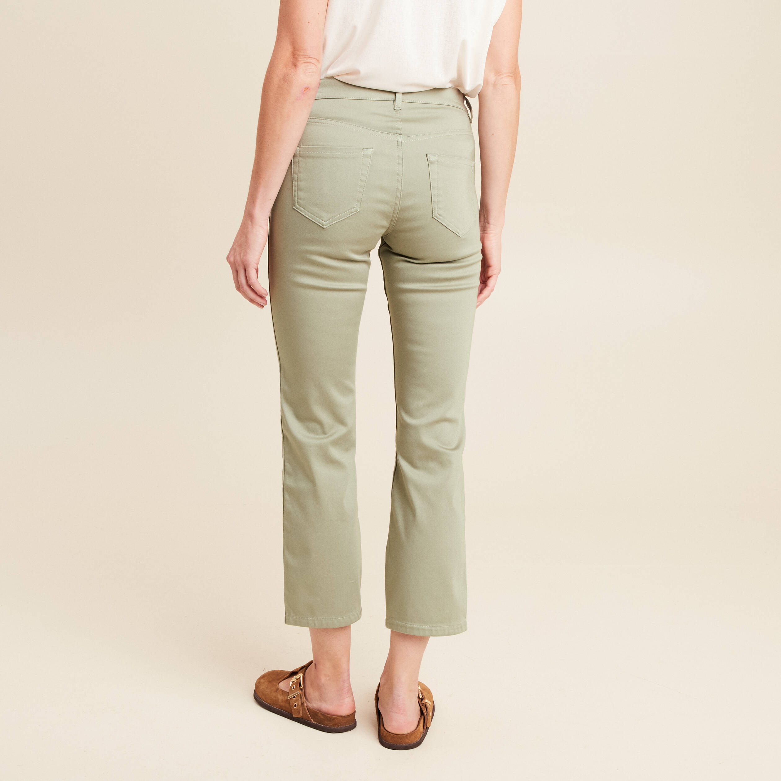 pantalon reversible droit 78eme vert olive femme Pantalon réversible droit 7/8ème vert olive femme
