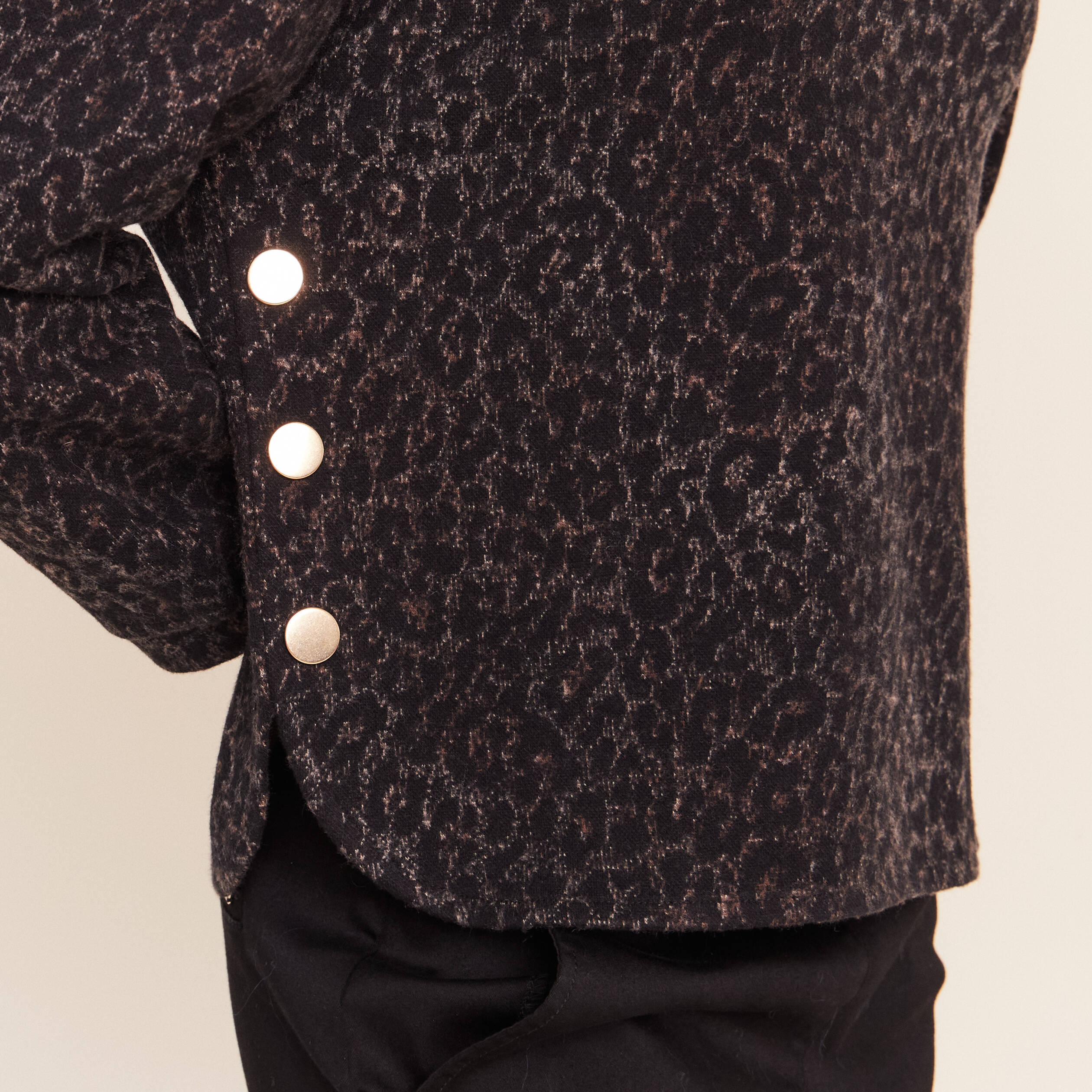 Pull col rond manches longues marron femme