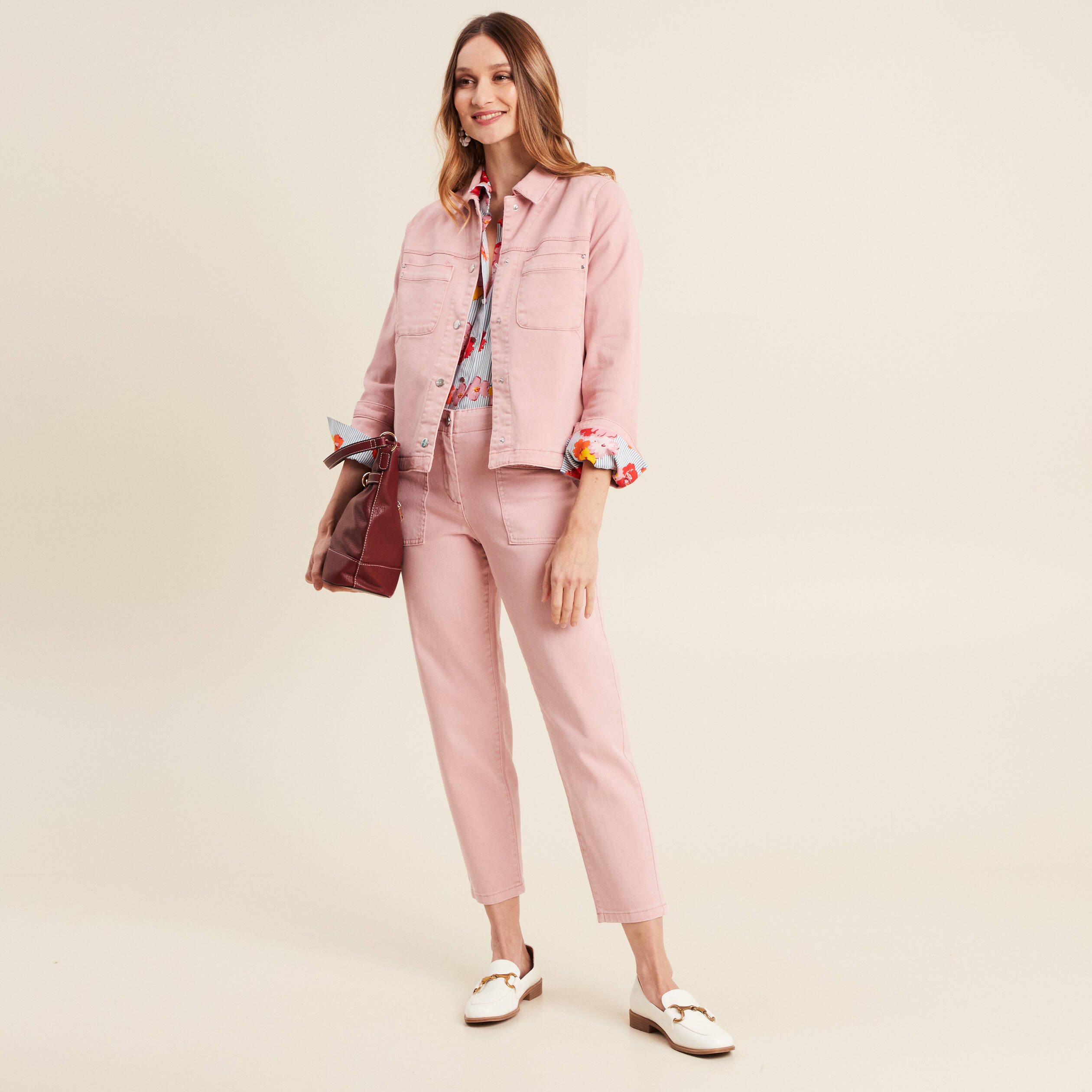 jean carotte 78eme rose pastel femme Jean carotte 7/8ème rose pastel femme