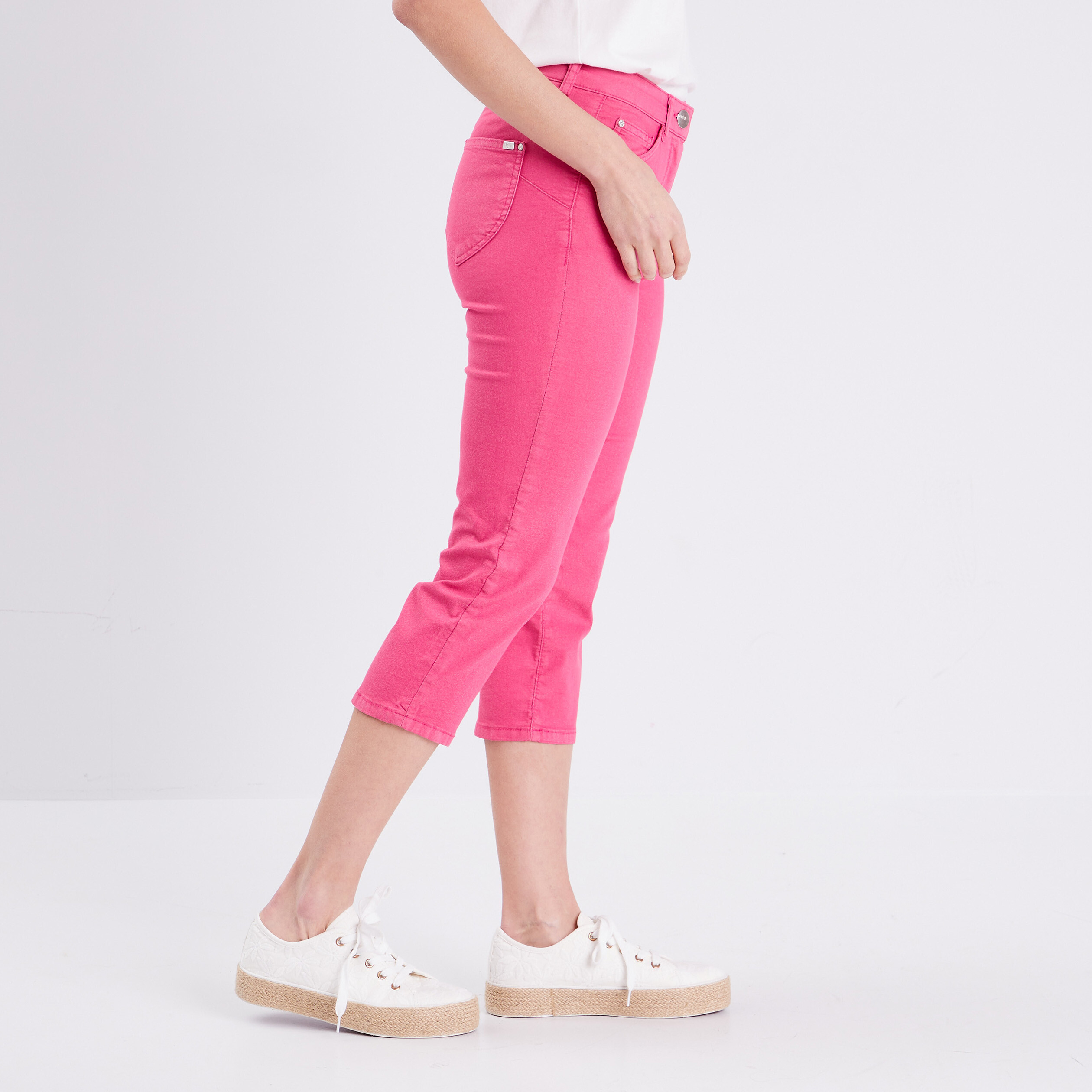 Pantacourt magique Le L&eacute;ger coupe droite rose framboise femme