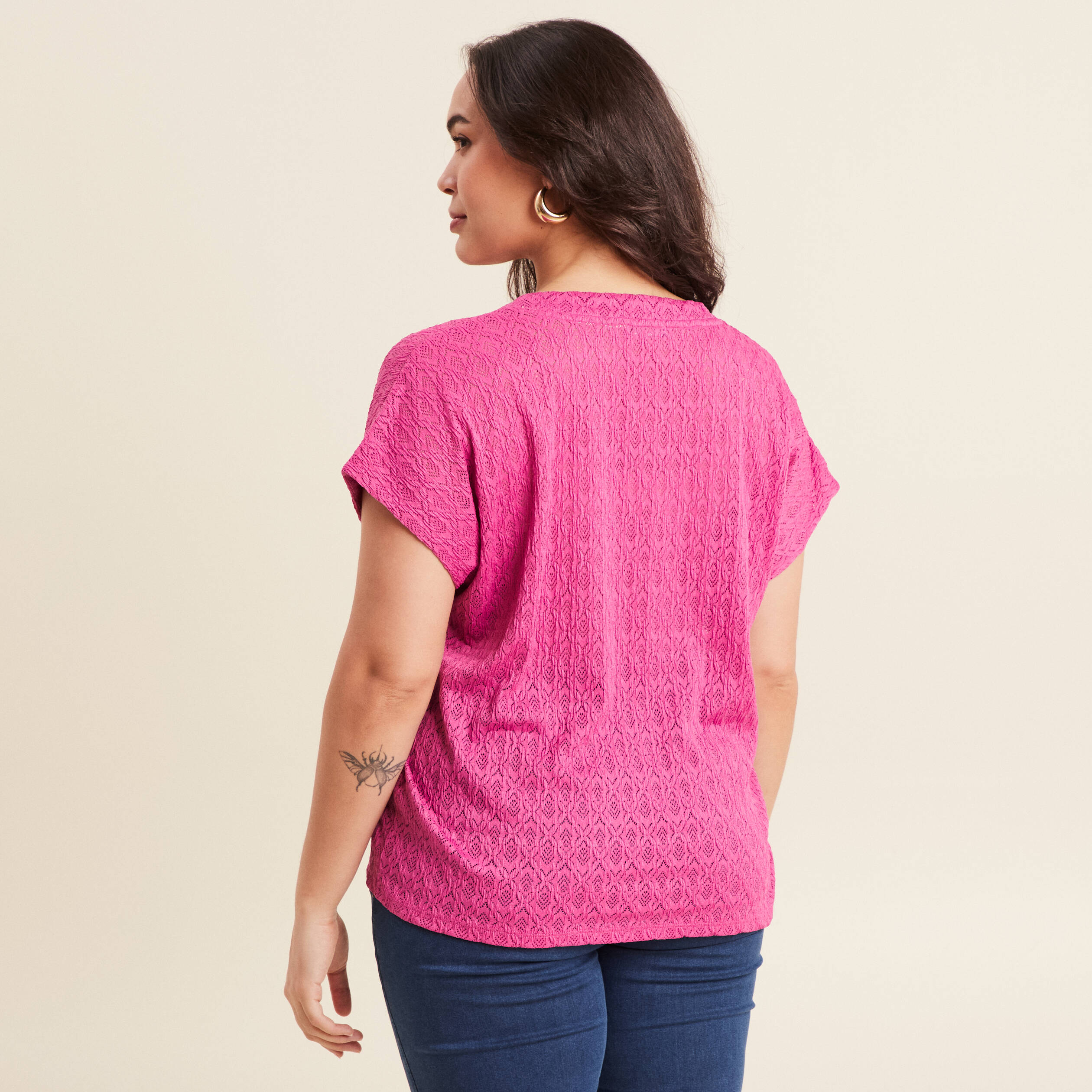 T-shirt manches courtes rose femme